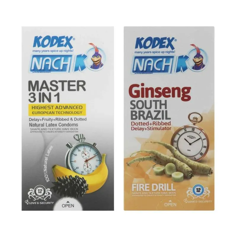 کاندوم کدکس مدل جنسیگ و سه در یک مجموعه 2 عددی