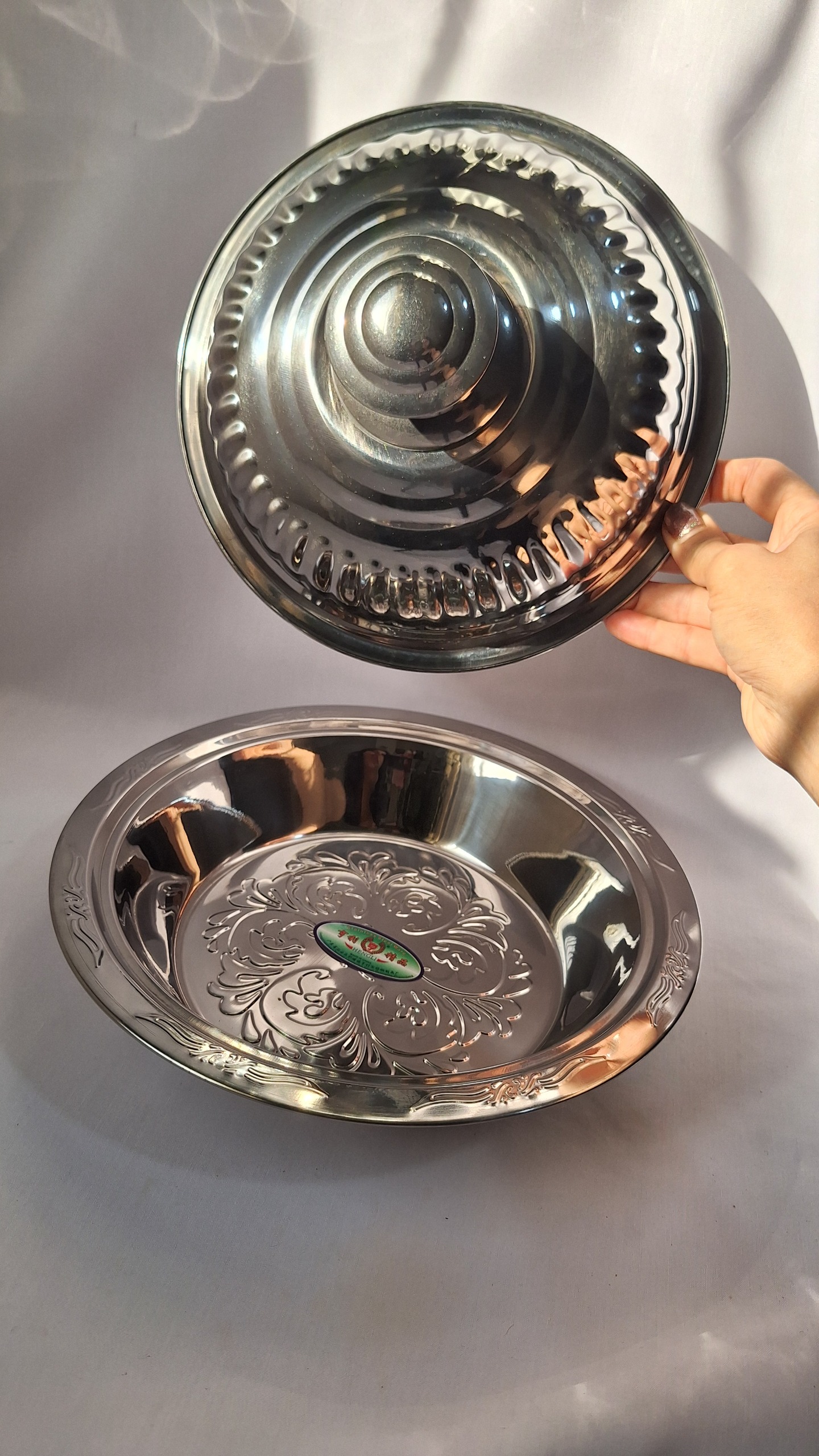 ظرف سرو دربدار سیلور نقره ای رنگ (سایز کوچیک)