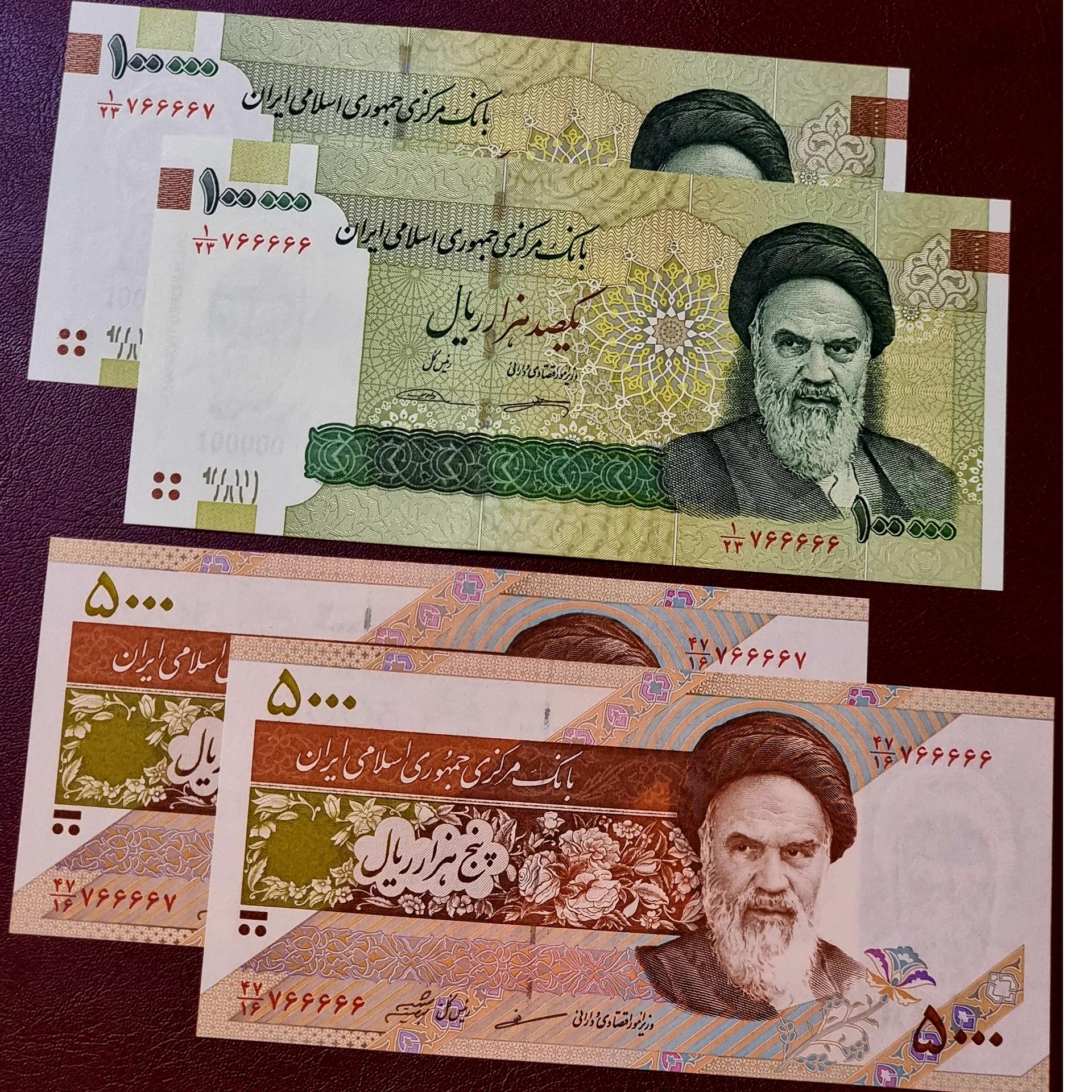 2 جفت اسکناس نیمه رند و قرینه 766666 766667