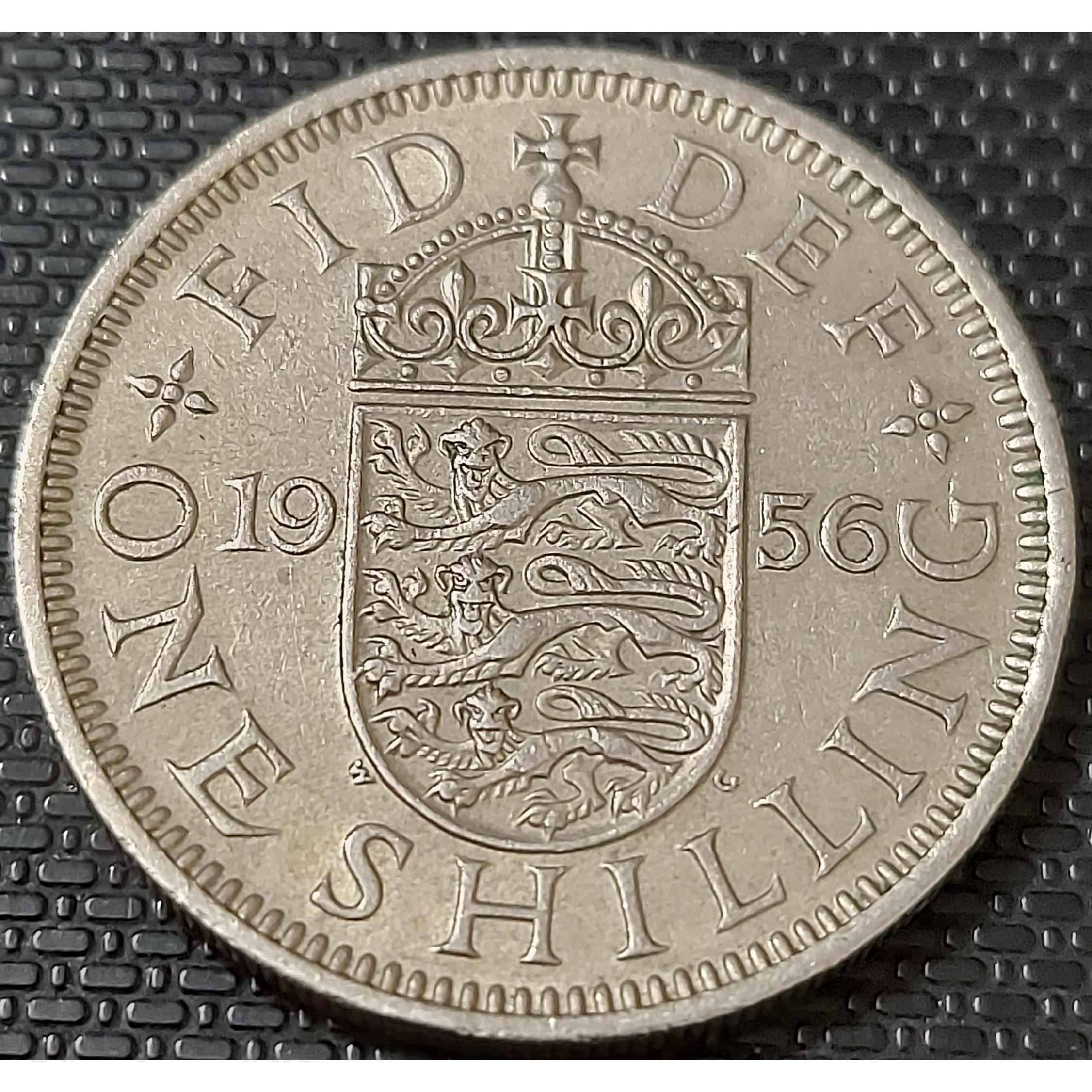 سکه 1 شیلینگ بریتانیا 1956 سه شیر