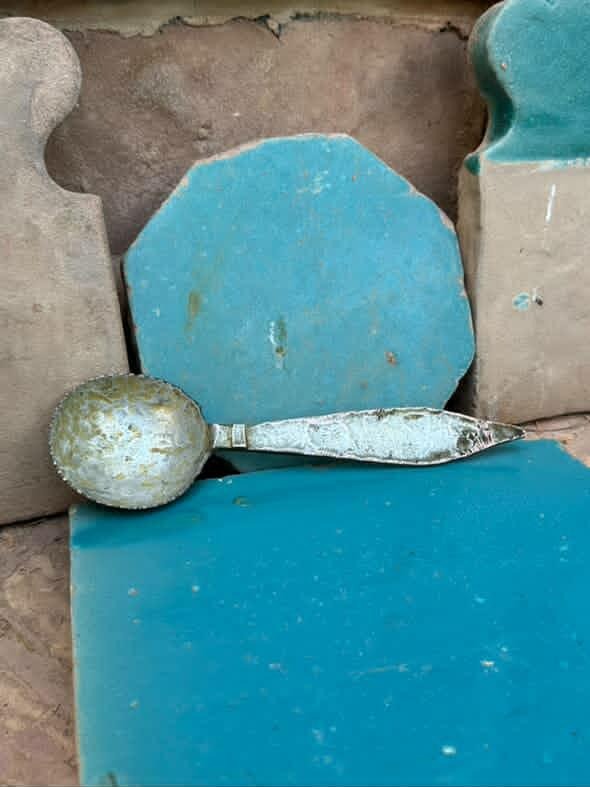 قاشق چکشی مسی بزرگ قاجاری