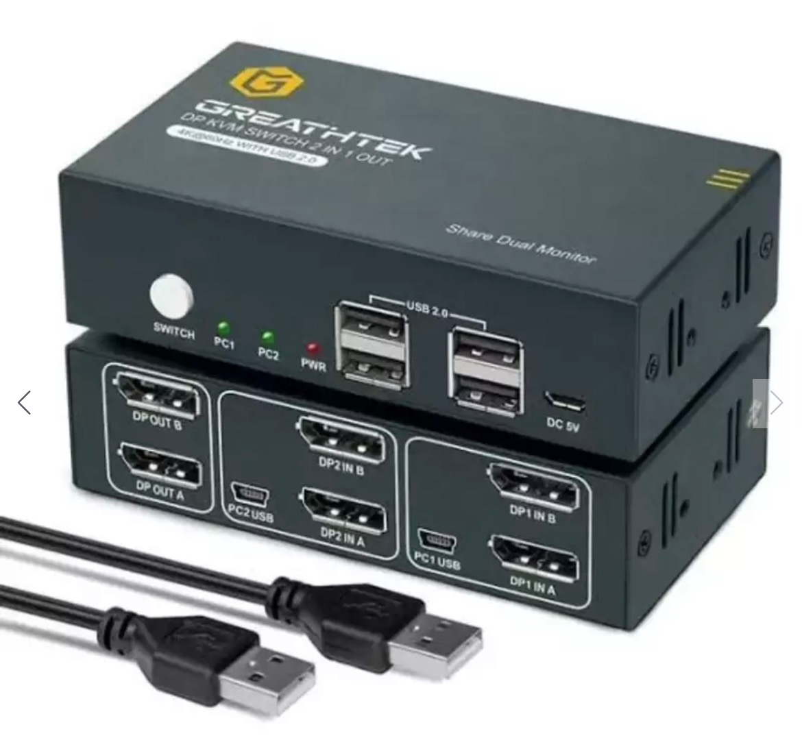سوئیچ dp kvm مانیتور دوگانه برند greathtek
