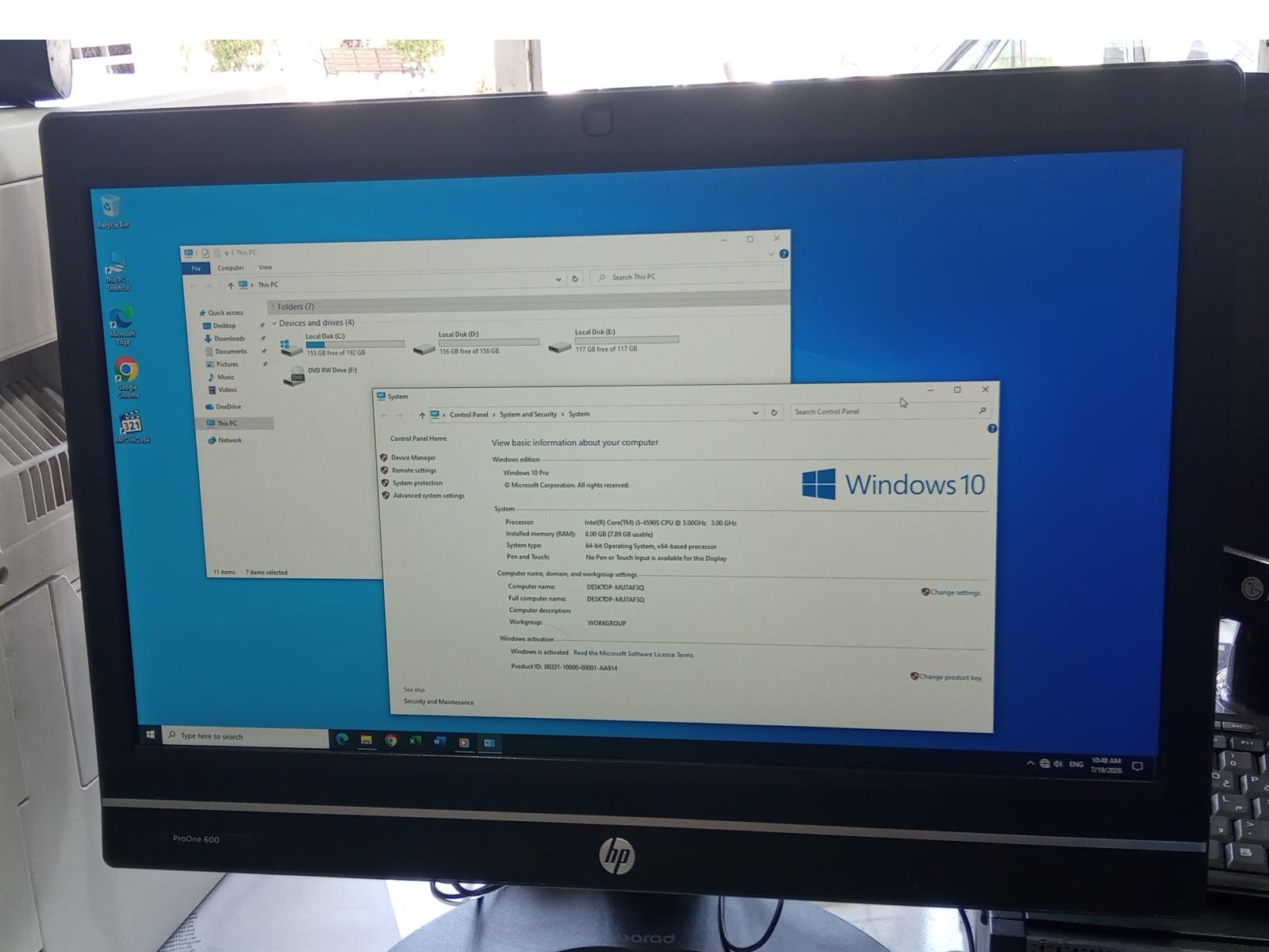All in one HP i5 ram 8g