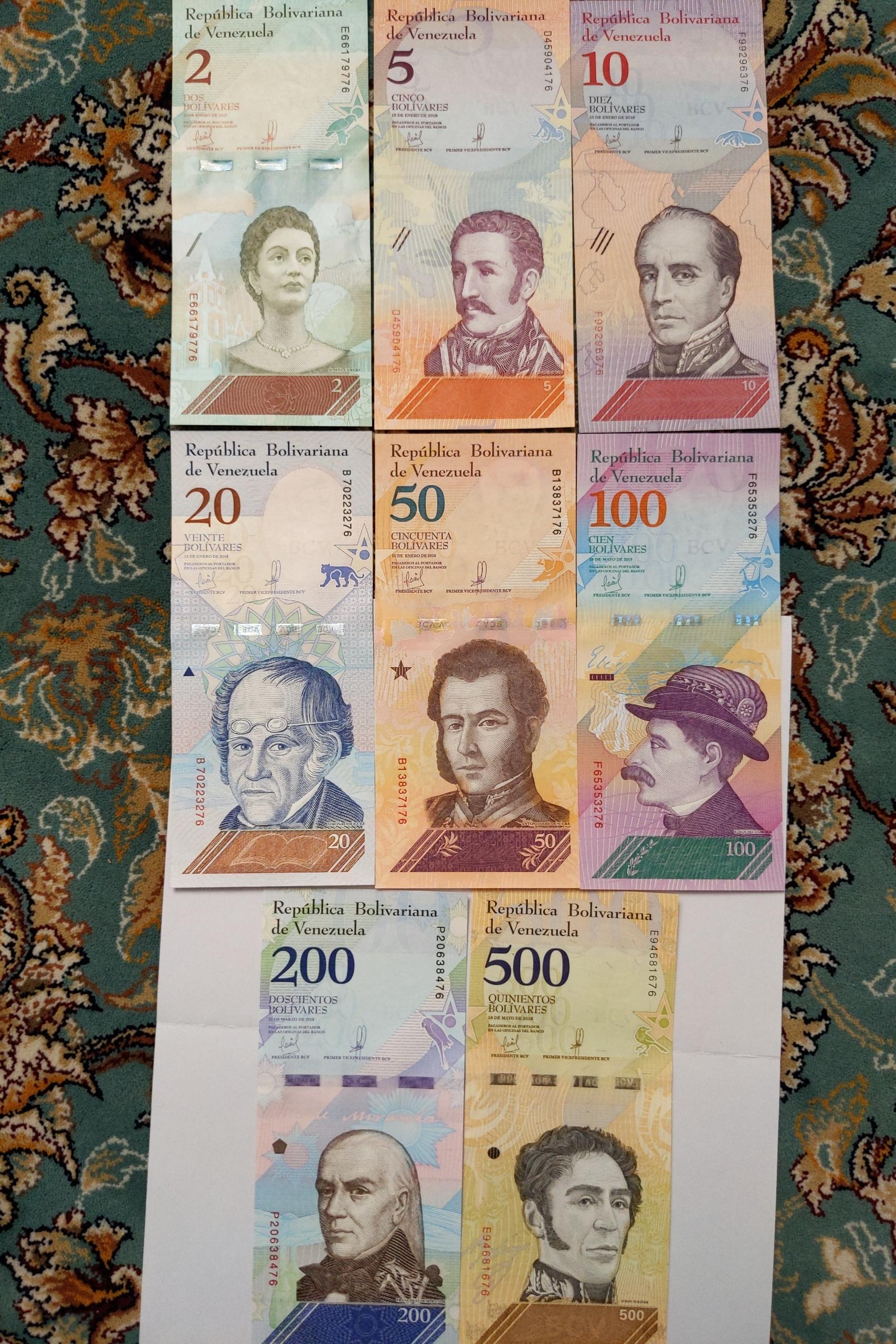 ست اسکناس بولیوار ونزوئلا (دو رقم انتهایی یکسان)