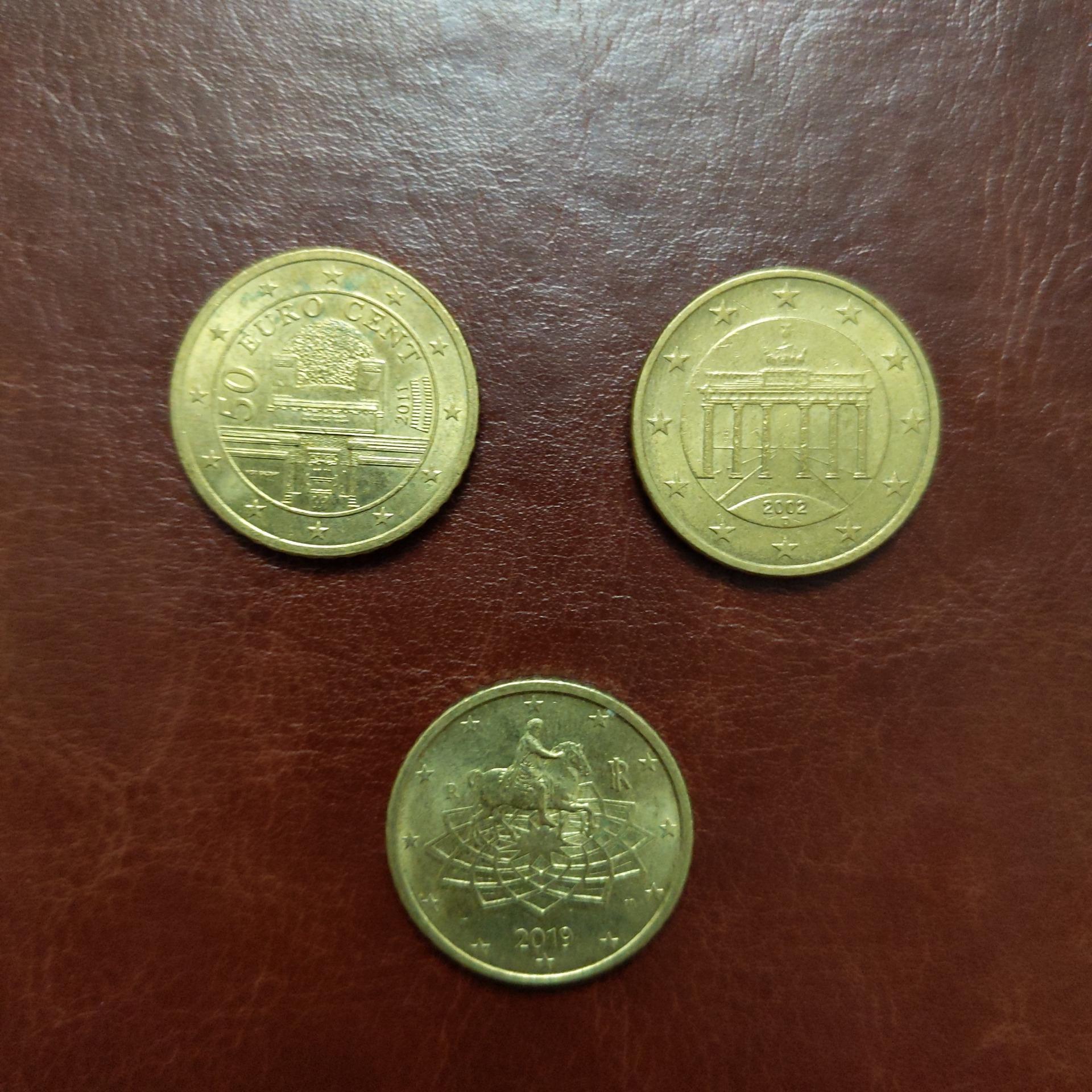 سکه 50 سنت یورو (از سه کشور مختلف)