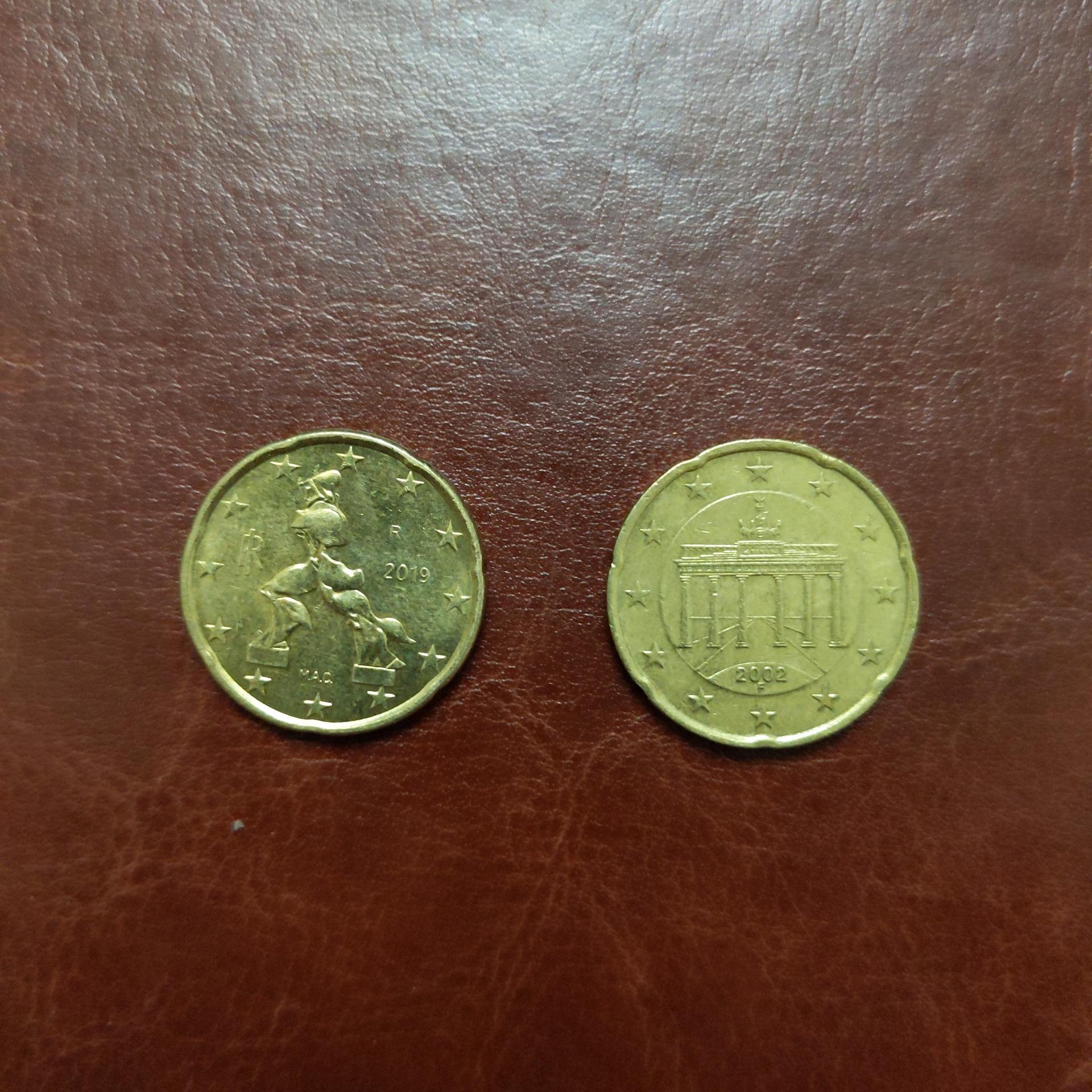 دو عدد 20 سنت یورو (آلمان و ایتالیا)