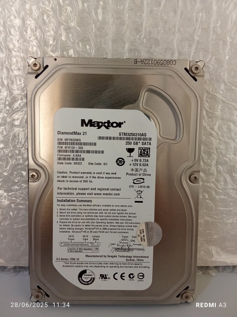 هارد 250 گیگ مکستور مدل DIAMONDMAX 21-استوک