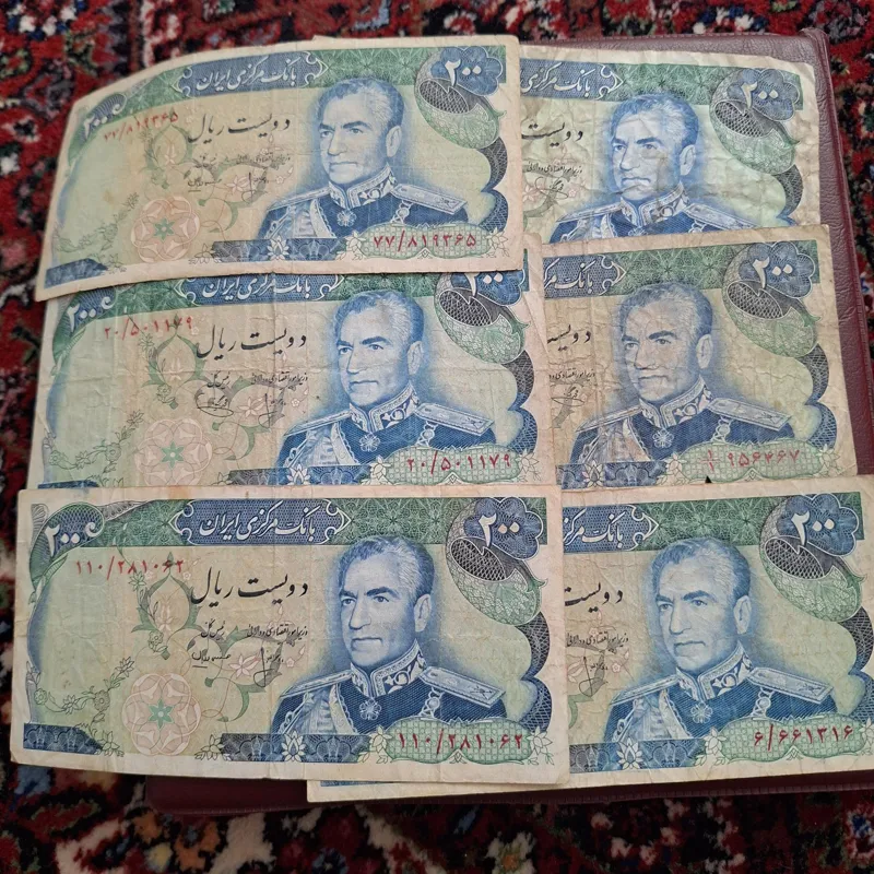 6عدداسکناس 200ریالی پهلوی