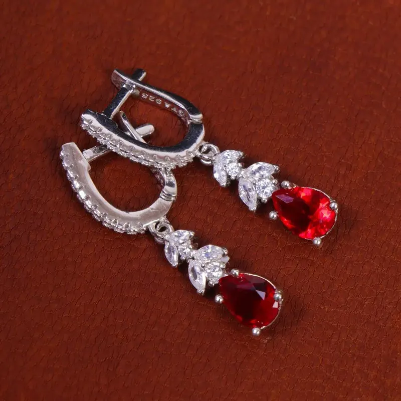 گوشواره سنتاتیک یاقوت سرخ زنانه کد 17412