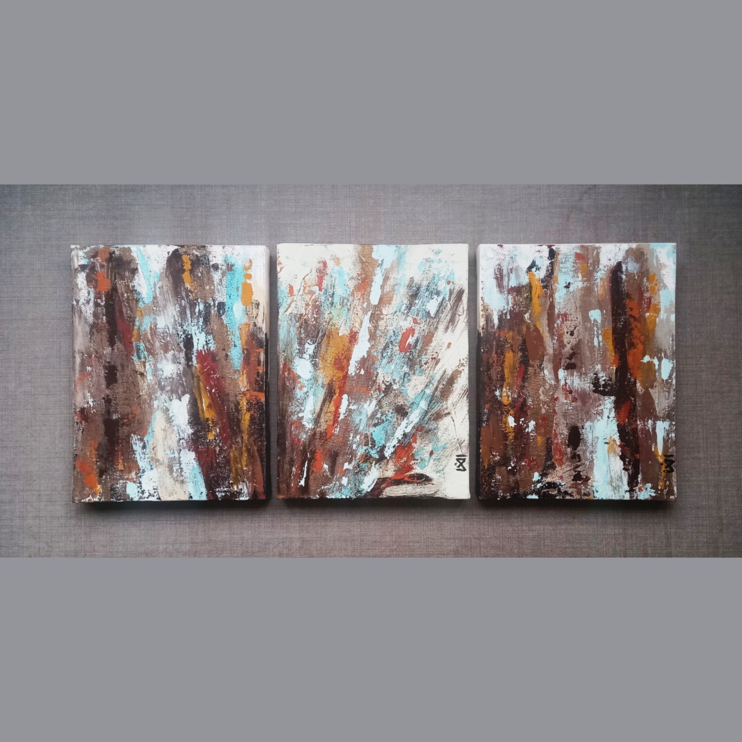 سه تابلو نقاشی آکریلیک روی بوم 18×24