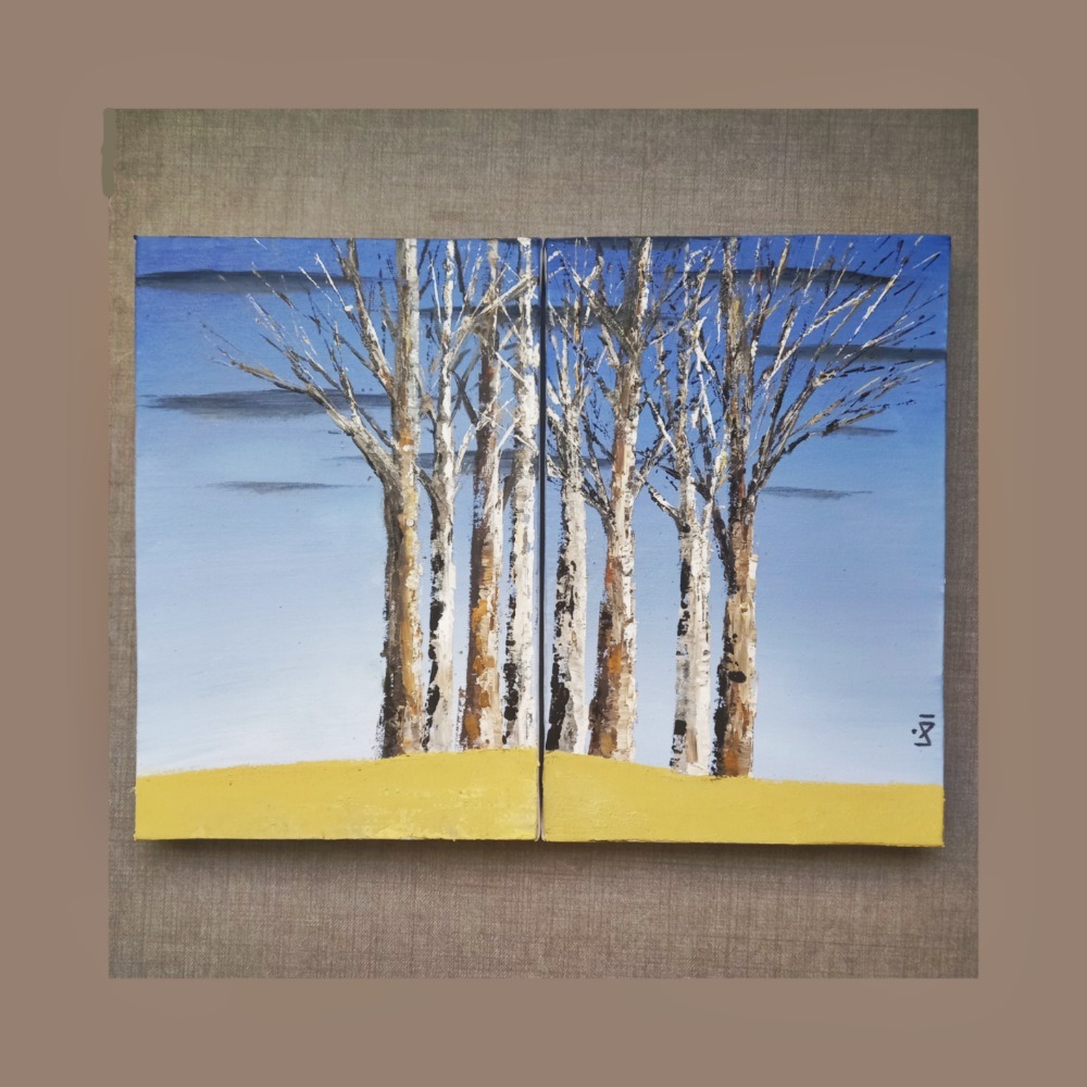 دو تابلو نقاشی رنگ روغن منظره کاملا نو و دست اول