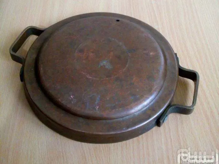 درپوش مسی قدیمی درب دیگ هجده و نیم سانت