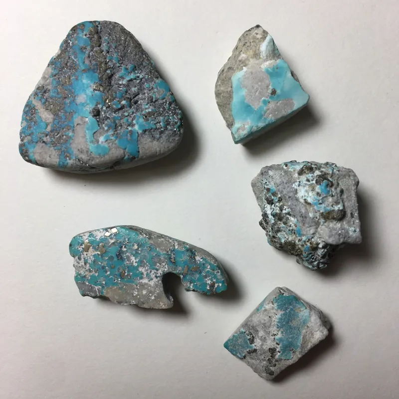 مجموعه 5 عددی سنگ فیروزه راف کرمان (کد 16)