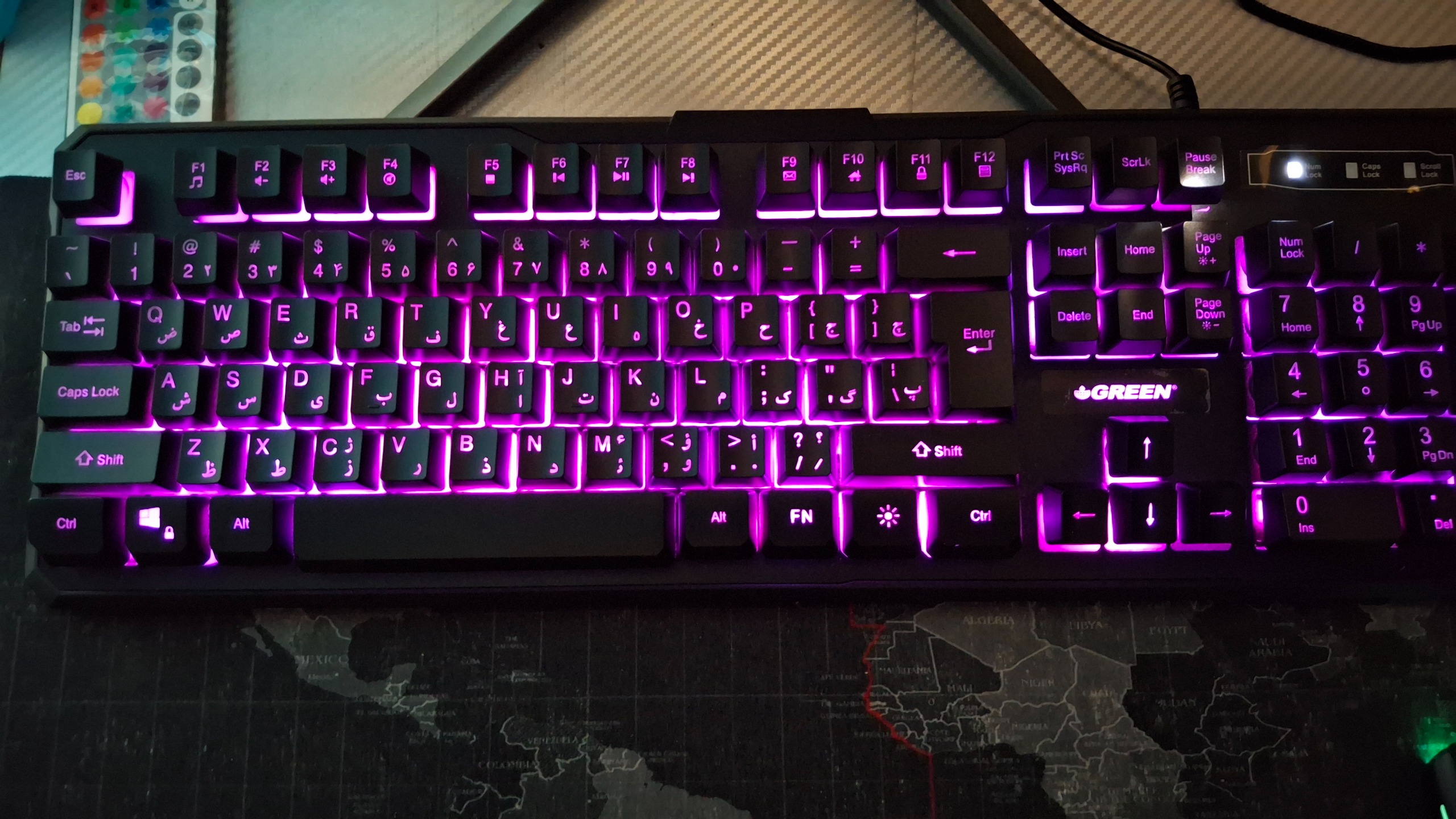 کیبورد gk601 rgb green