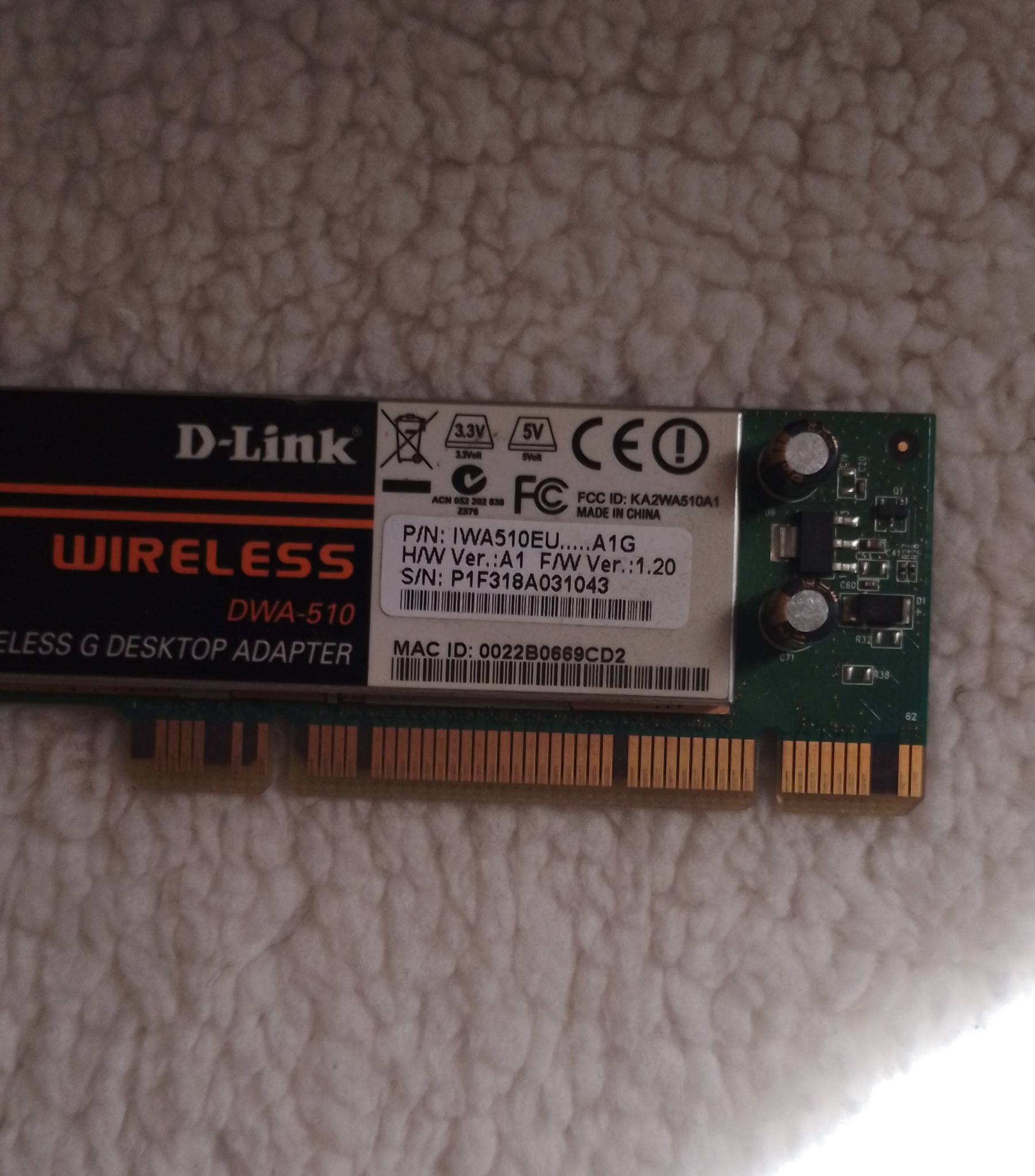 کارت شبکه وایرلس دی لینک DWA-510 بدون آنتن خارجی