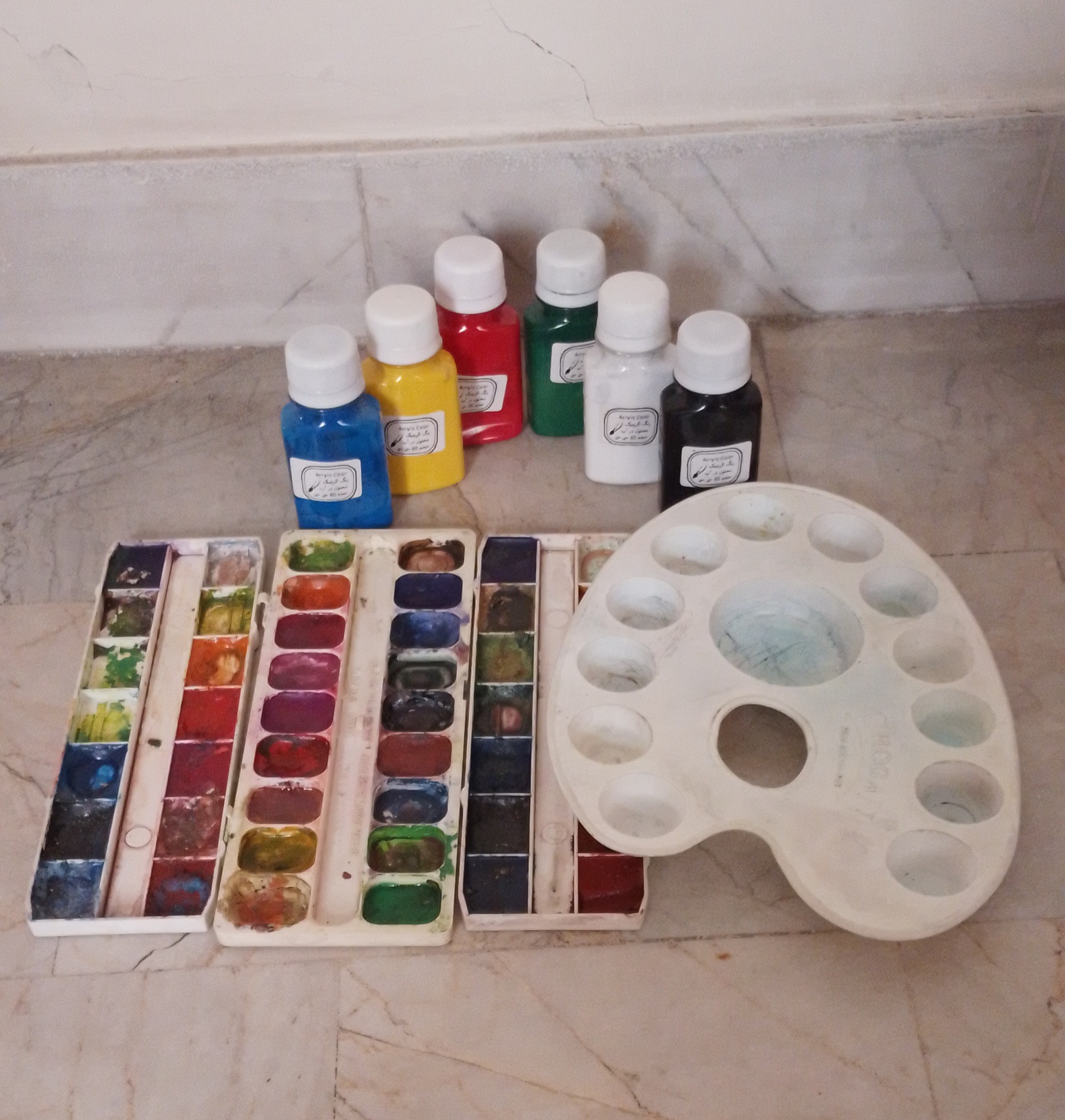 مجموعه 10عددی آبرنگ رنگ اکریلیک پالت/توضیحات