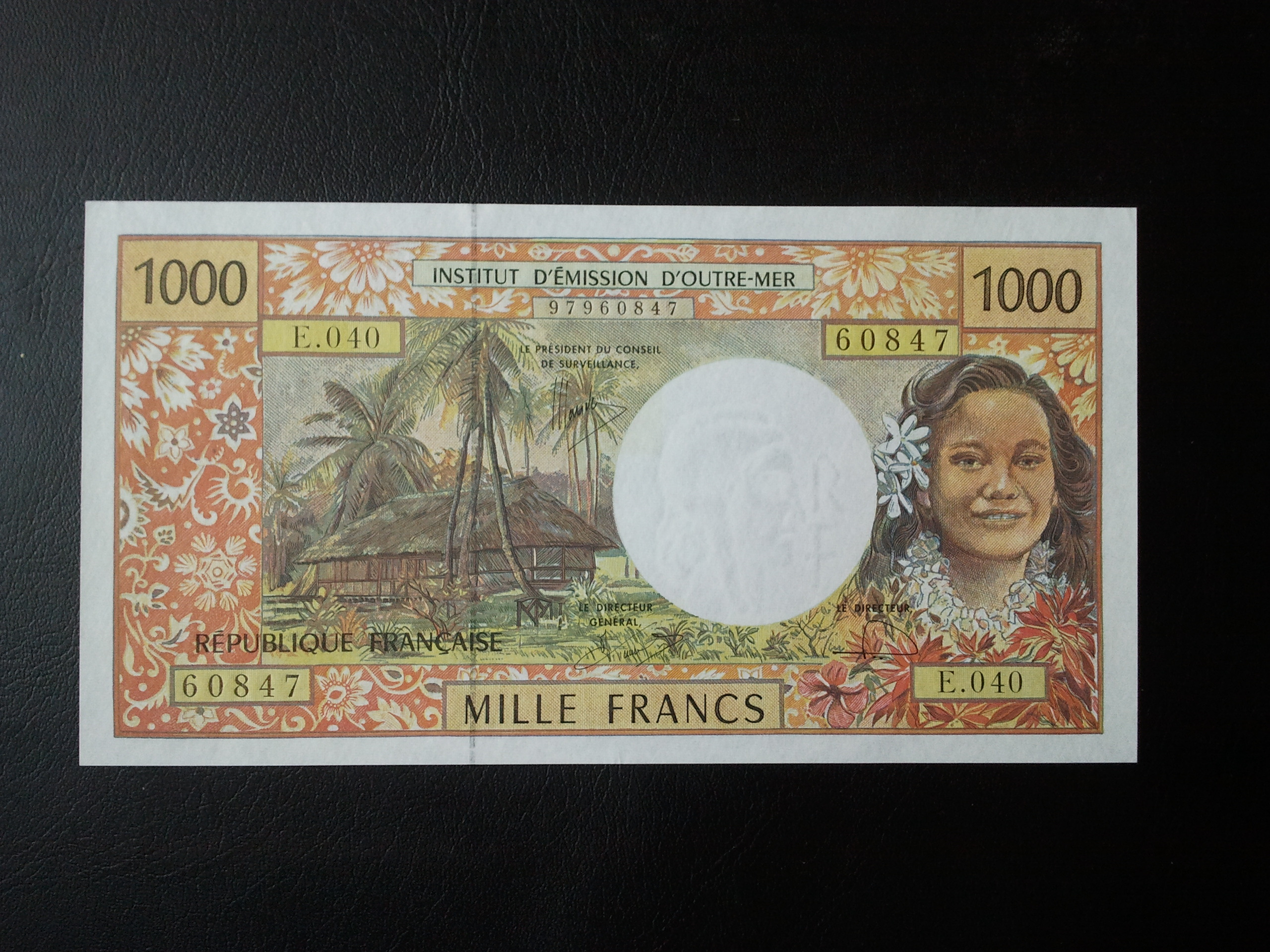 اسکناس  تک  1000  فرانک  پاسفیک  1980