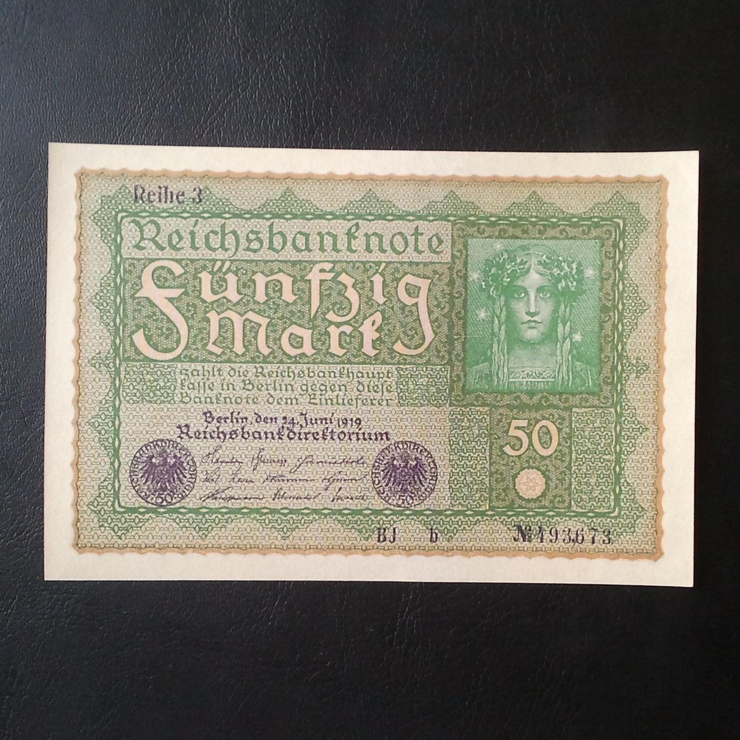 اسکناس تک 50 مارک آلمان 1919