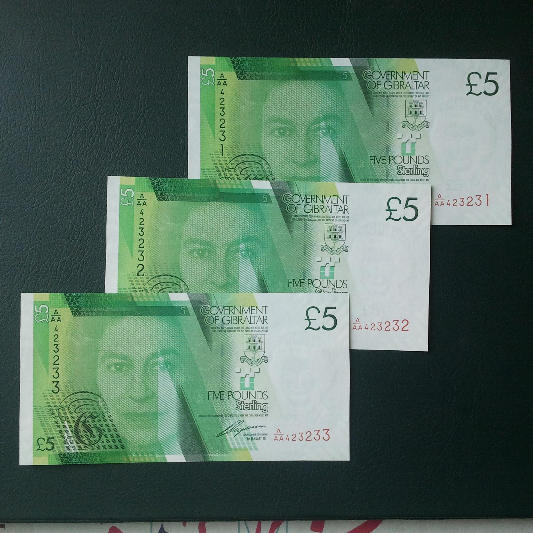 اسکناس تک 5 پوندجبل الطارق 2011 یک برگ