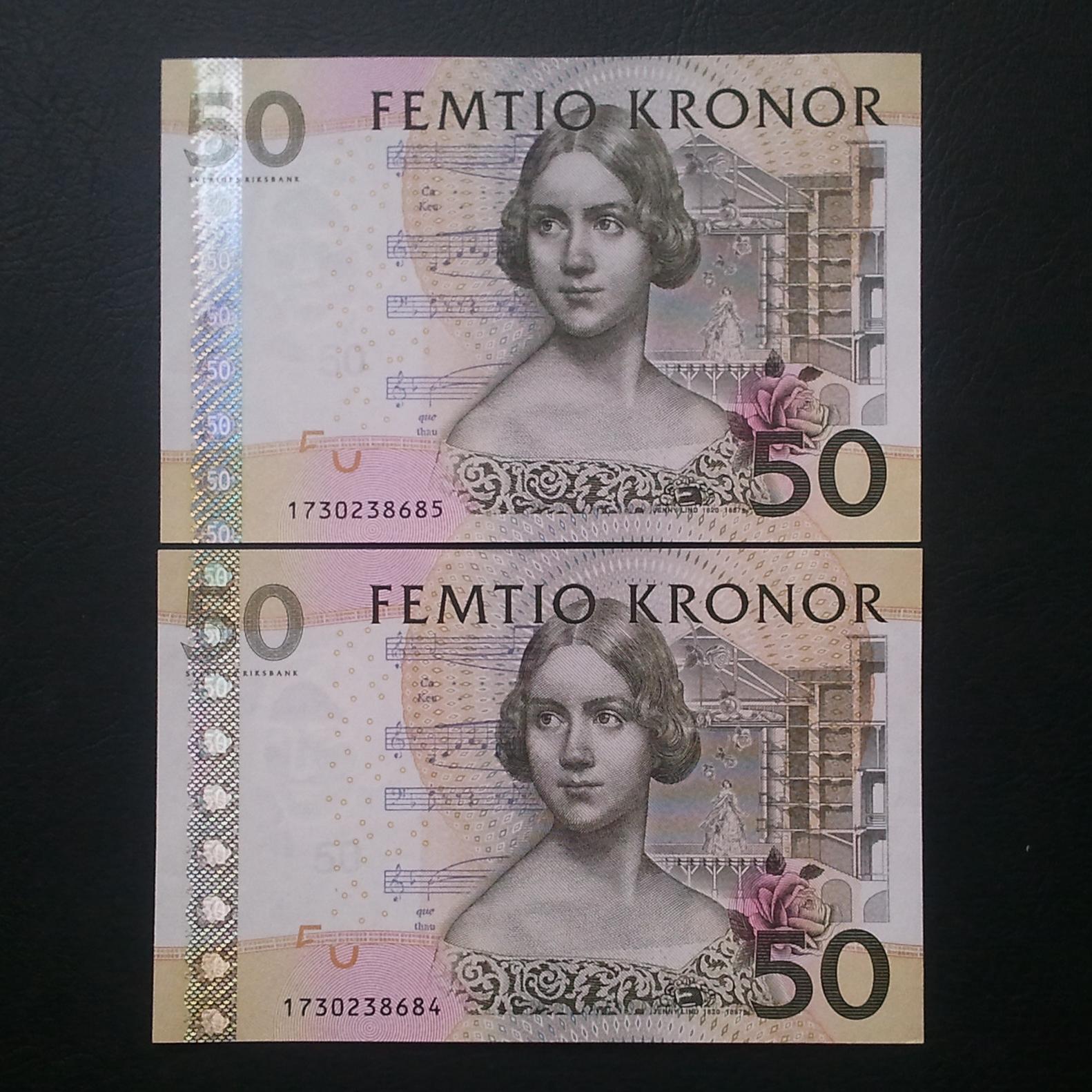 اسکناس جفت 50 کرون سوئد 2004