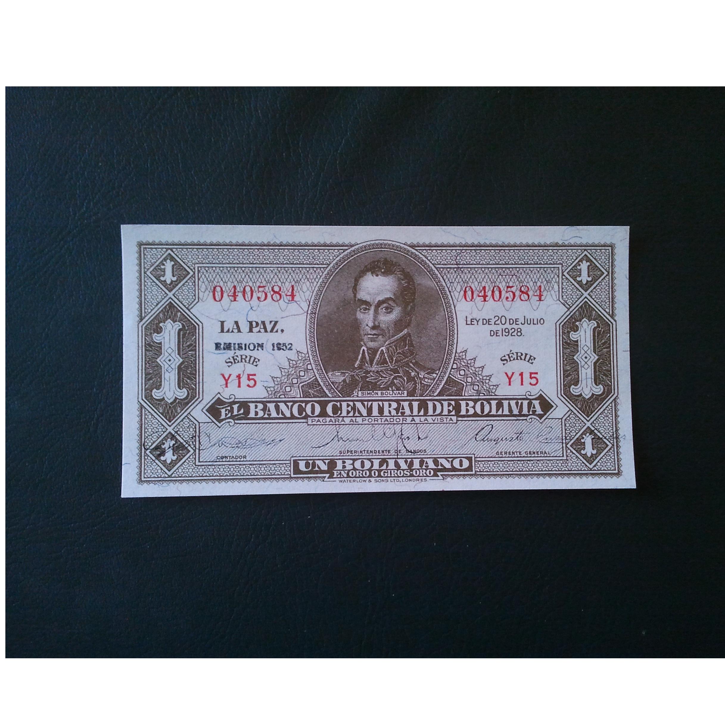 اسکناس تک 1 بولیوانا بولیوی 1928