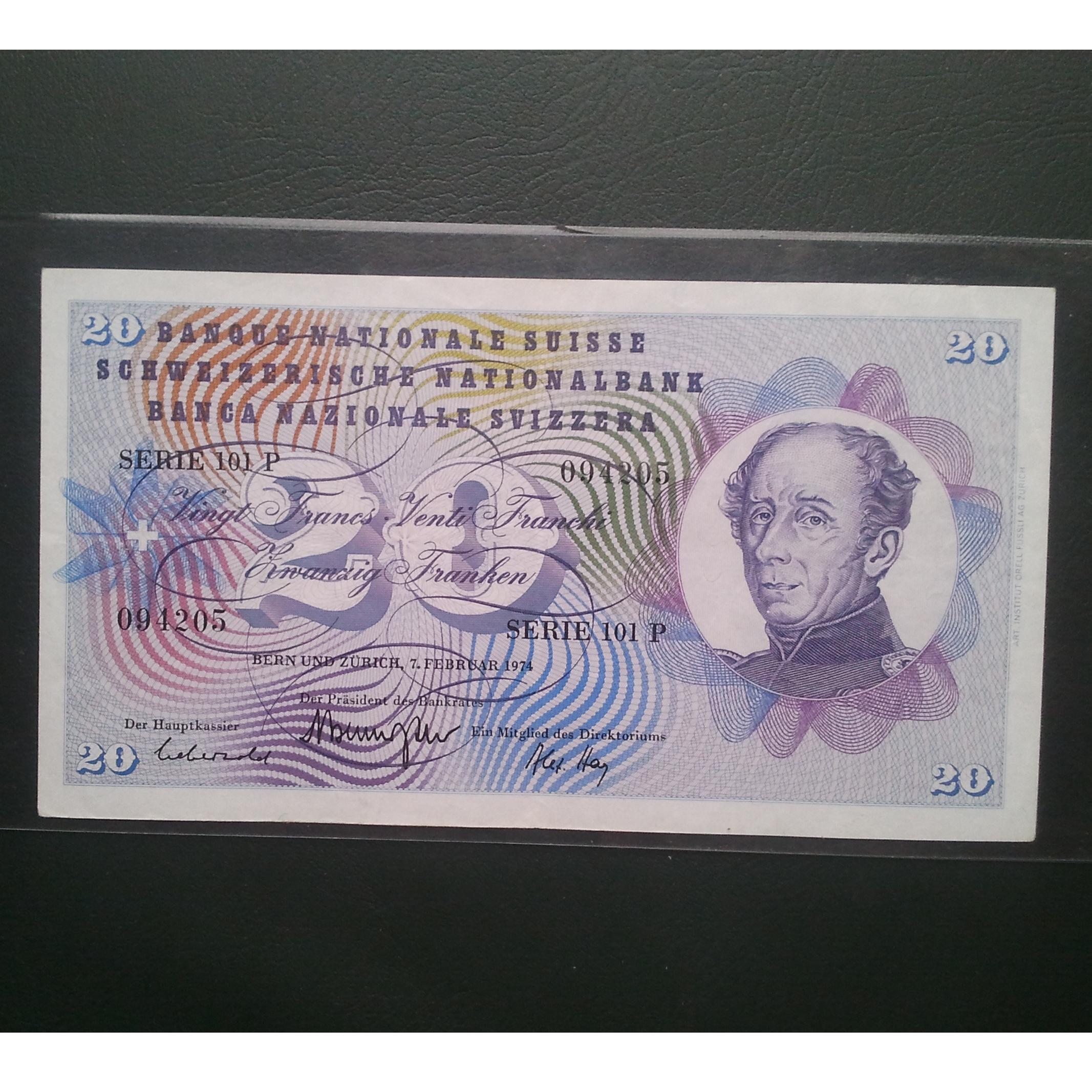 اسکناس تک 20 فرانک سوییس 1974