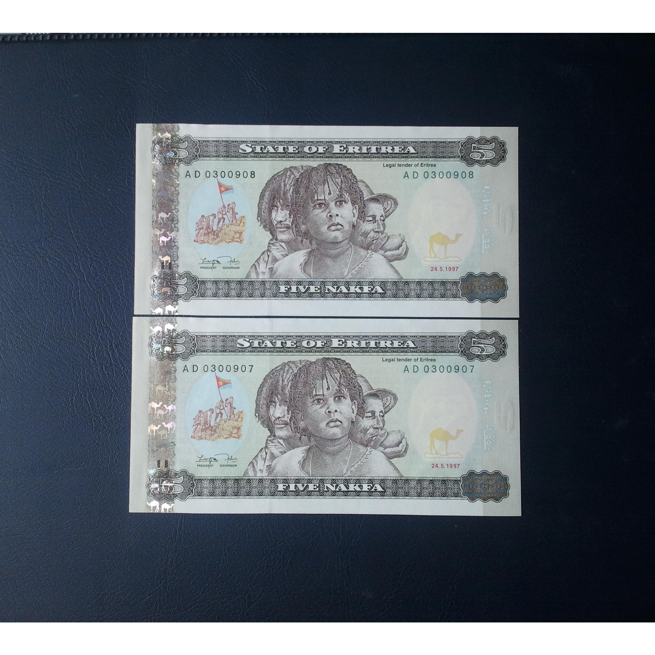 اسکناس تک 5 ناکفا اریتره 1997 یک برگ