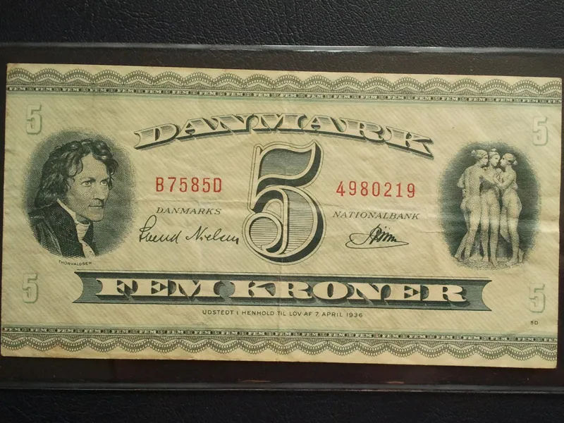 اسکناس  تک  5   کرون  دانمارک  1936