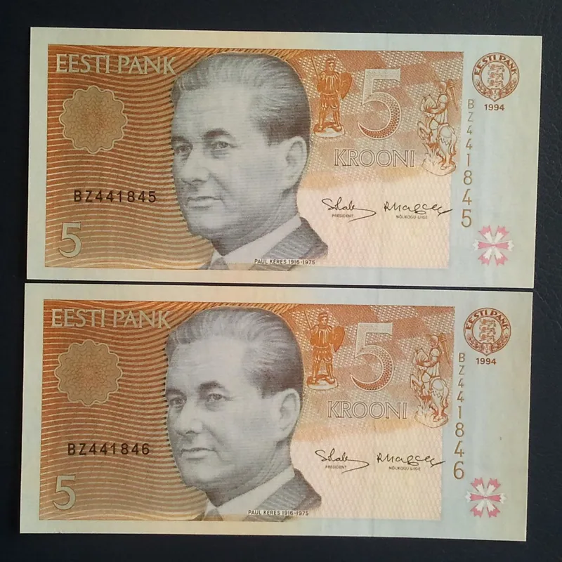 اسکناس جفت 5 کرون استونی 1994