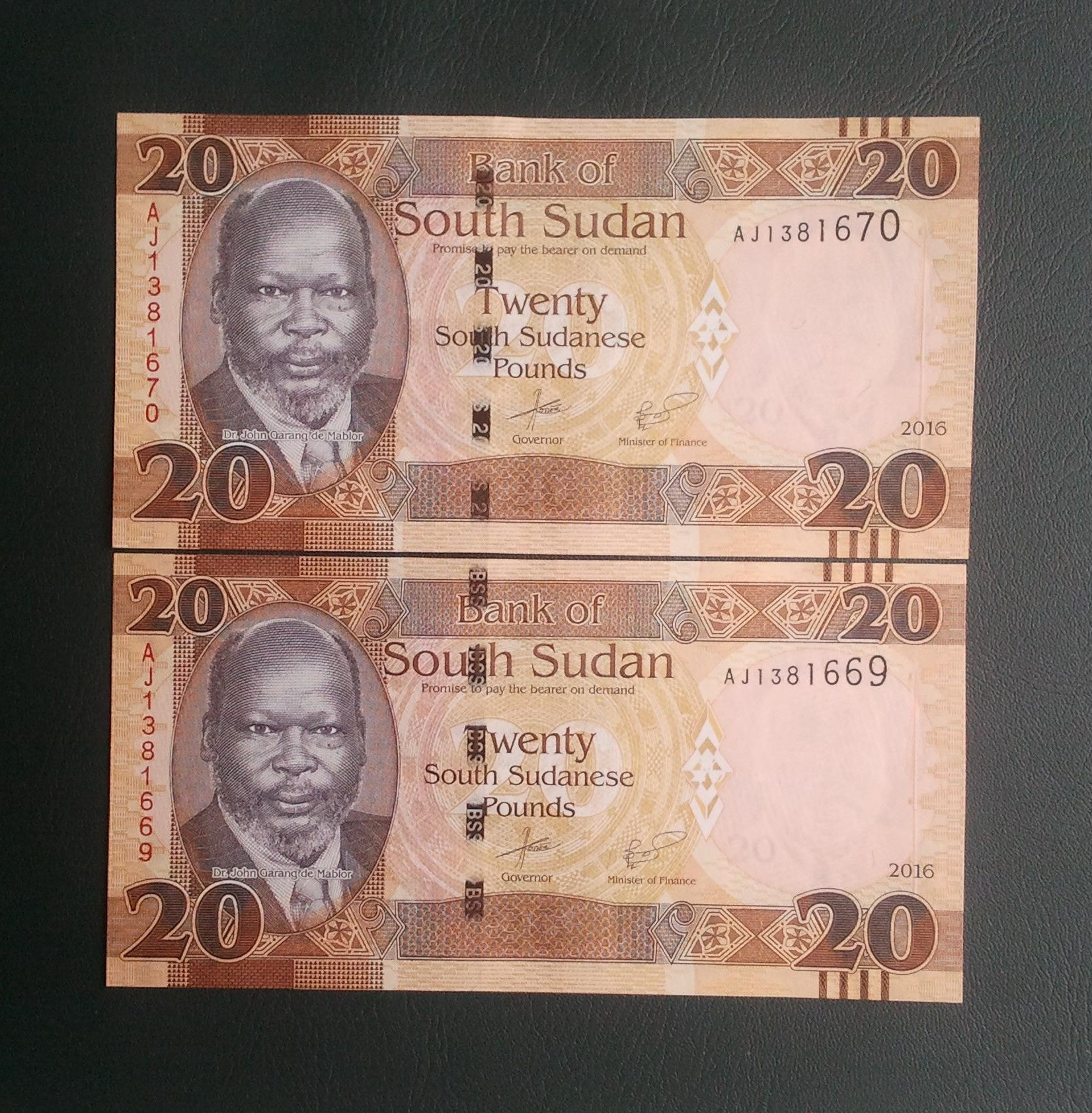 اسکناس جفت 20 پوند سودان جنوبی 2016