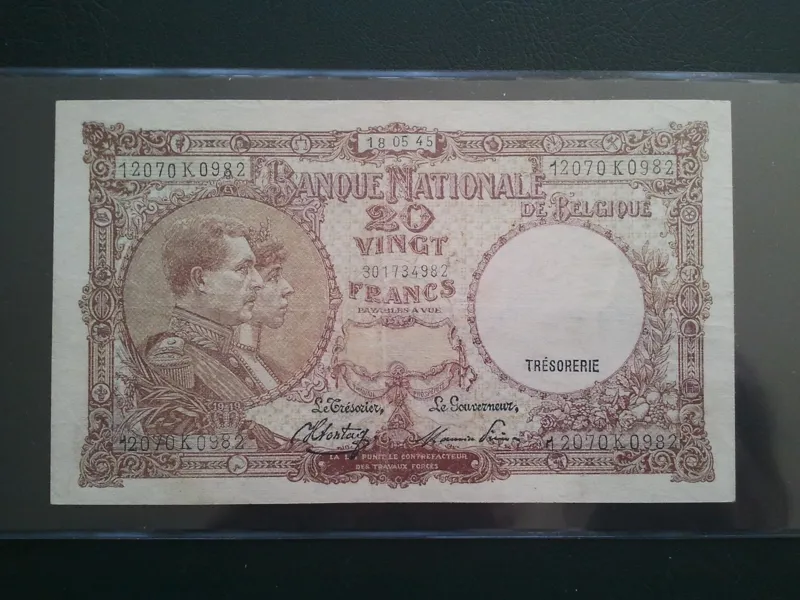 اسکناس تک 20 فرانک بلژیک 1924 . xxxکمیابxxx