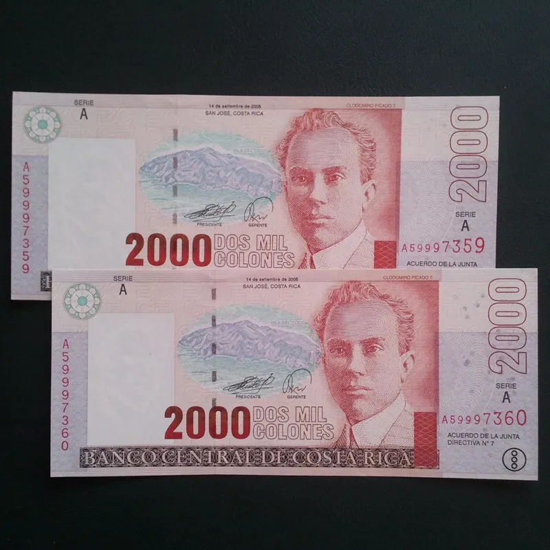 اسکناس جفت 2000 کولون کاستاریکا 2005