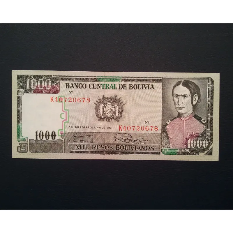 اسکناس تک 1000 بولیوانا بولیوی 1982