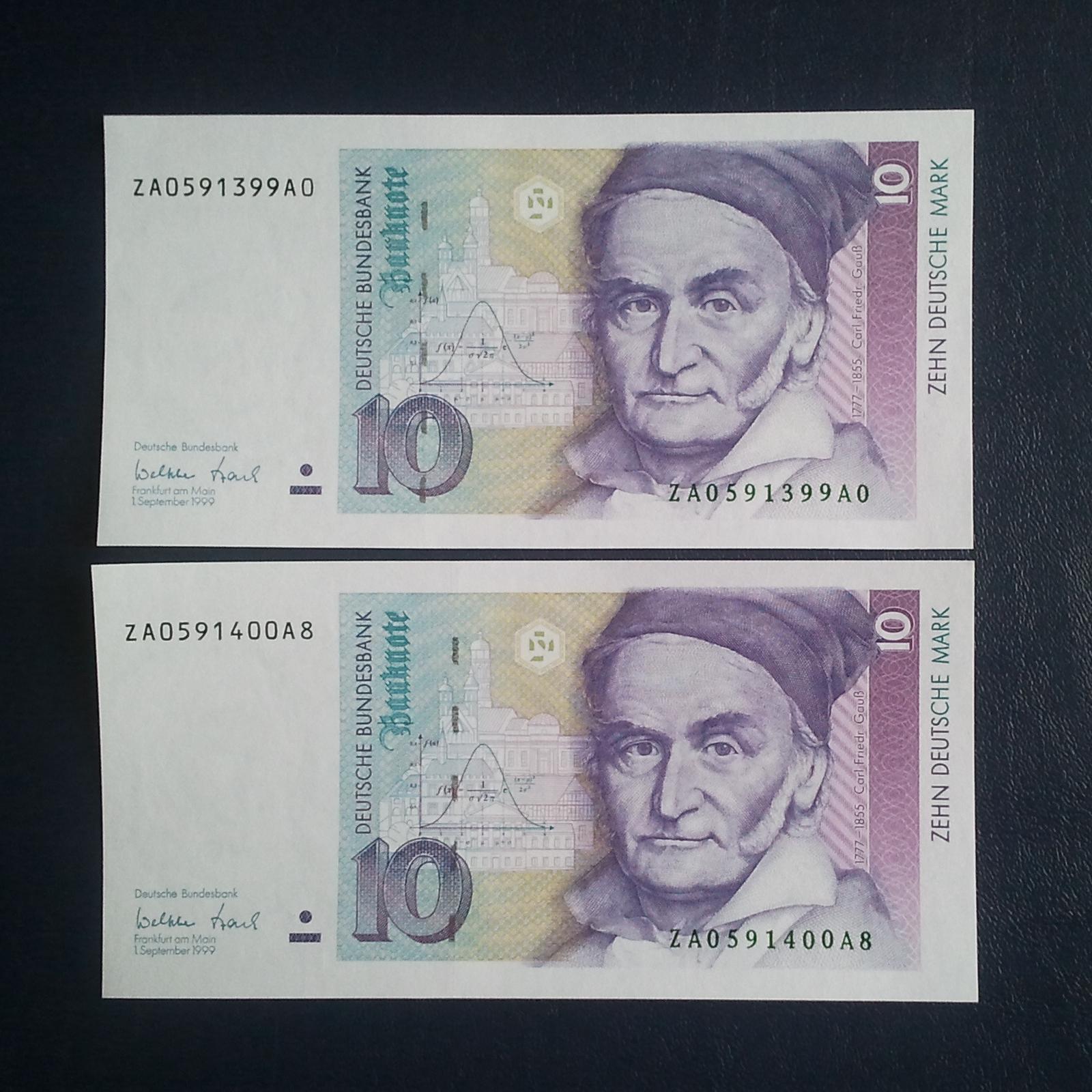 اسکناس تک 10 مارک آلمان 1989 یک برگ