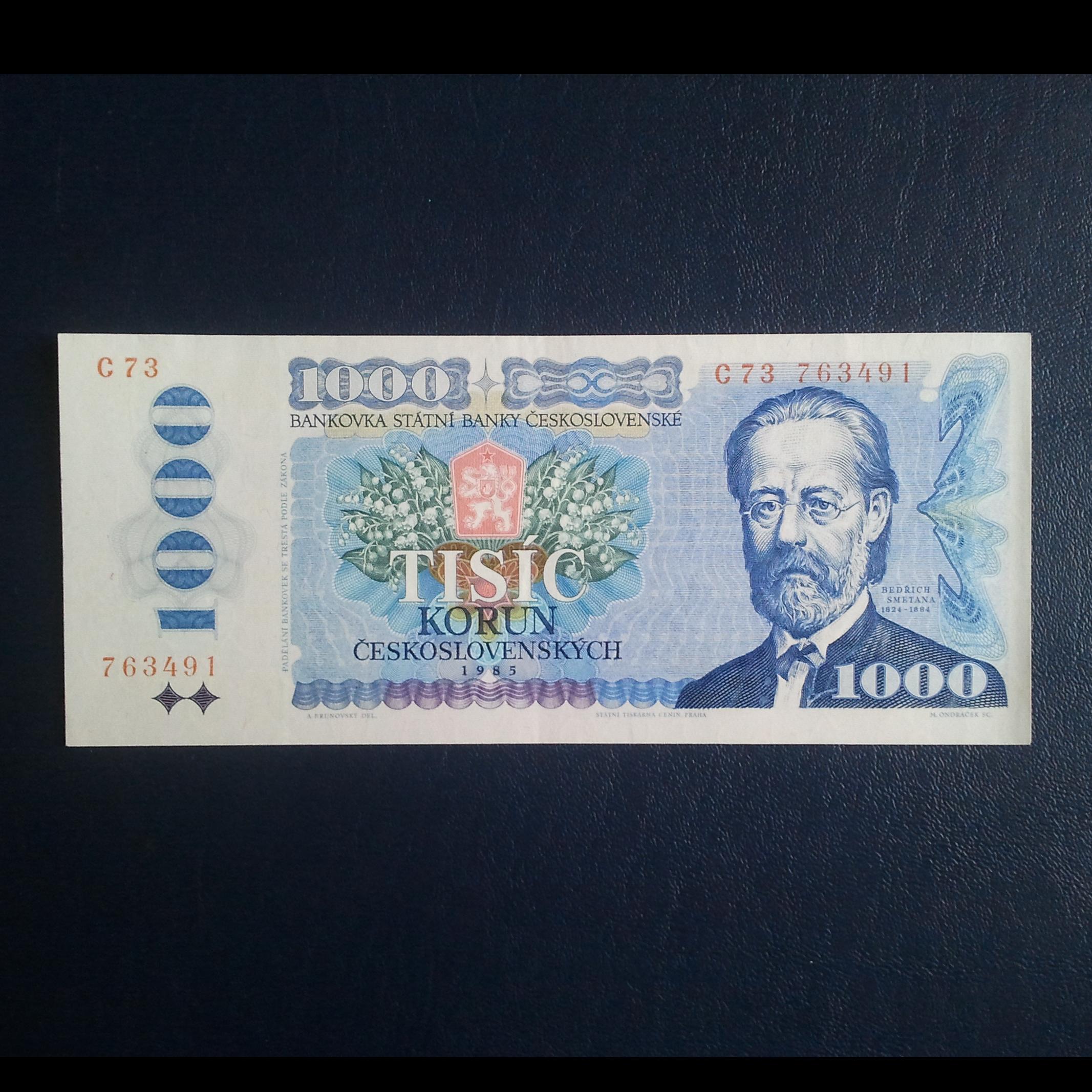 اسکناس  تک  1000  کرون چکسلوواکی  1985