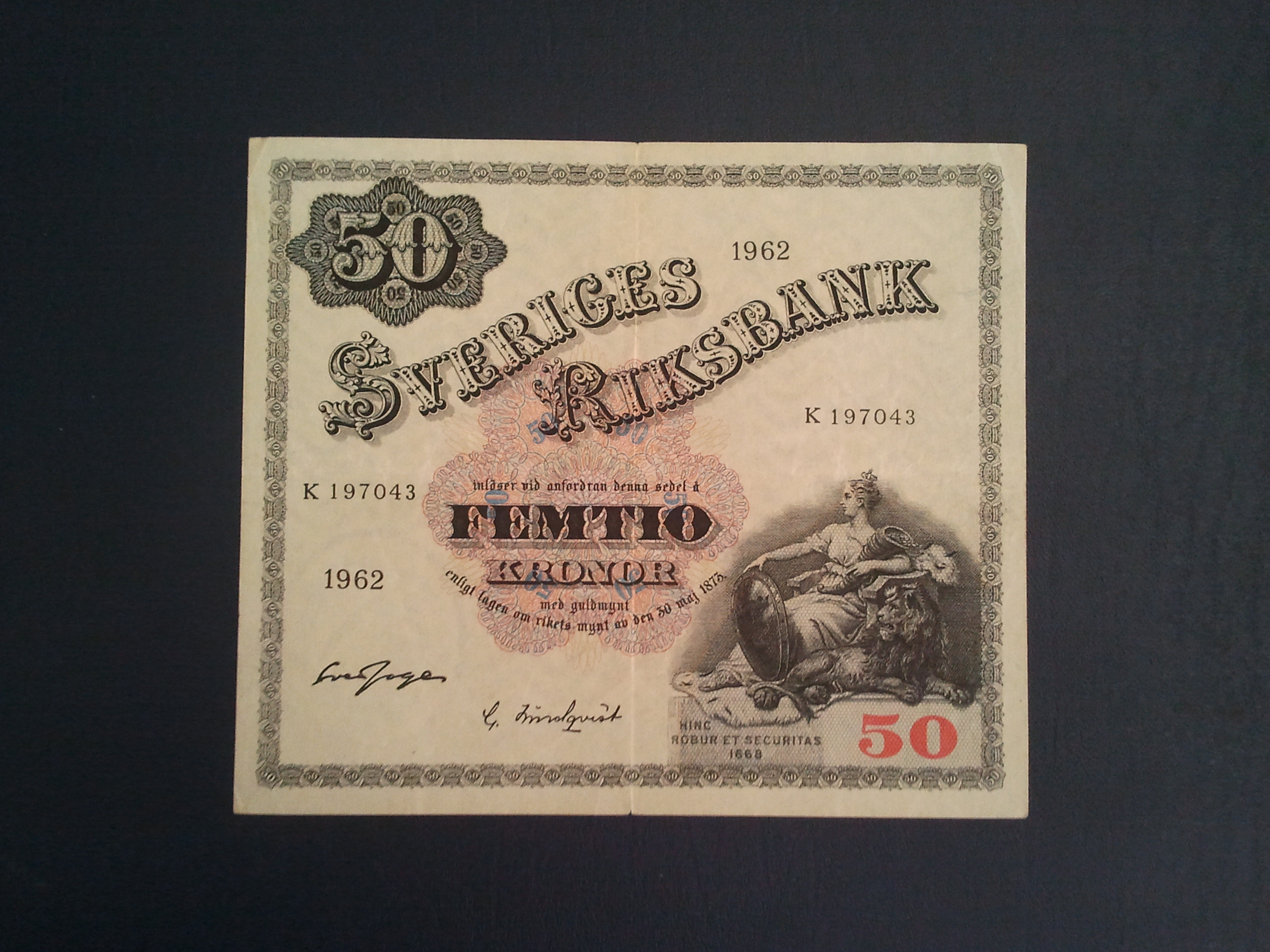 اسکناس تک 50 کرون سوئد 1962