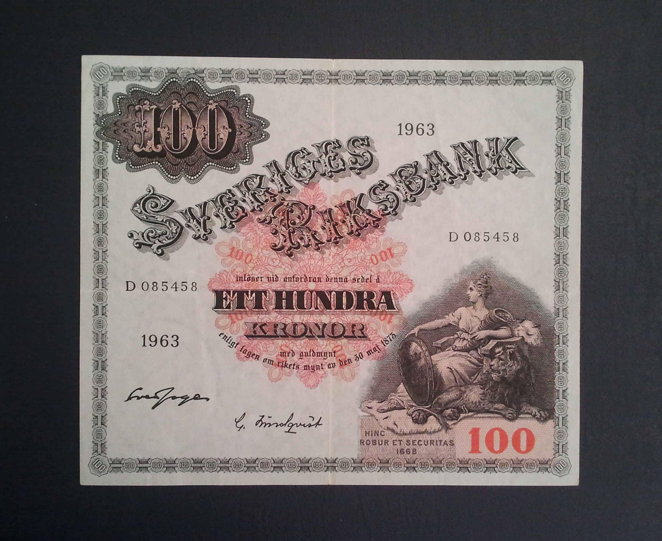 اسکناس تک 100 کرون سوئد 1963