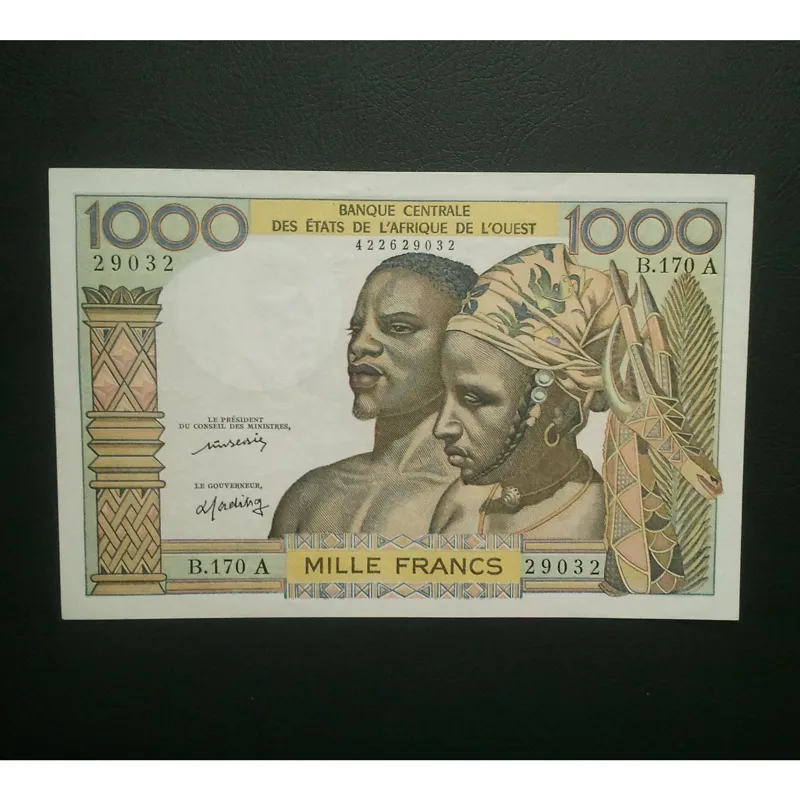 اسکناس تک تابلویی 1000 فرانک ساحل عاج 1977