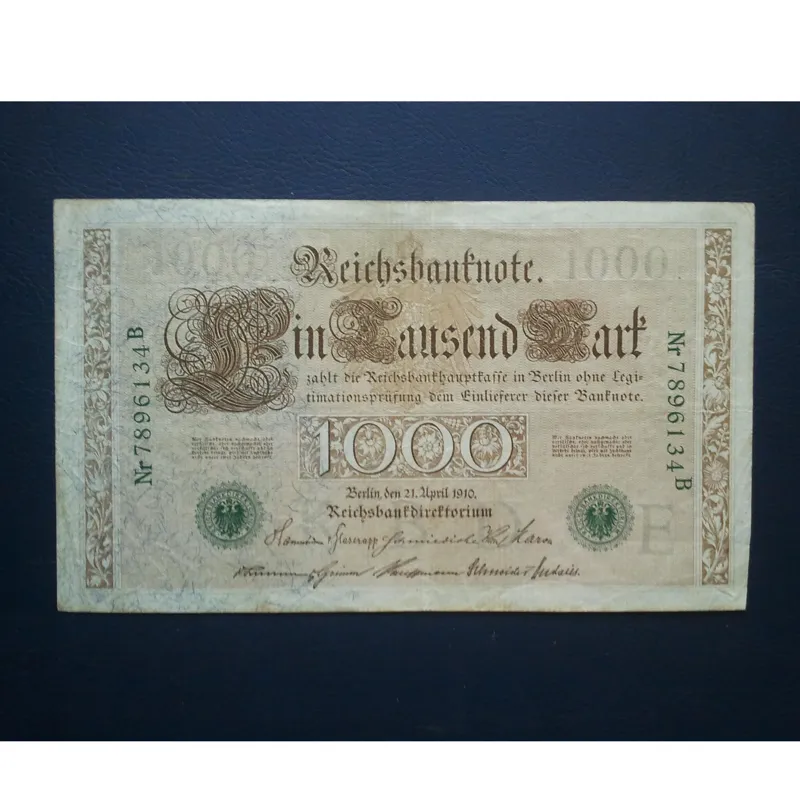 اسکناس تک 1000 مارک امپراطوری آلمان 1910