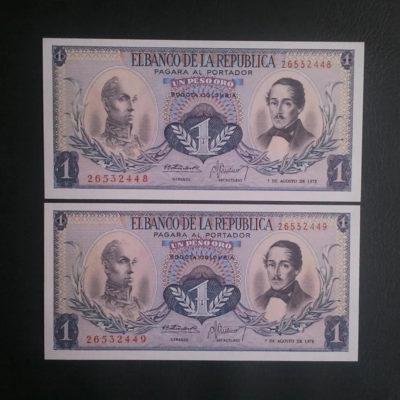 اسکناس جفت 1 پزو کلمبیا 1971