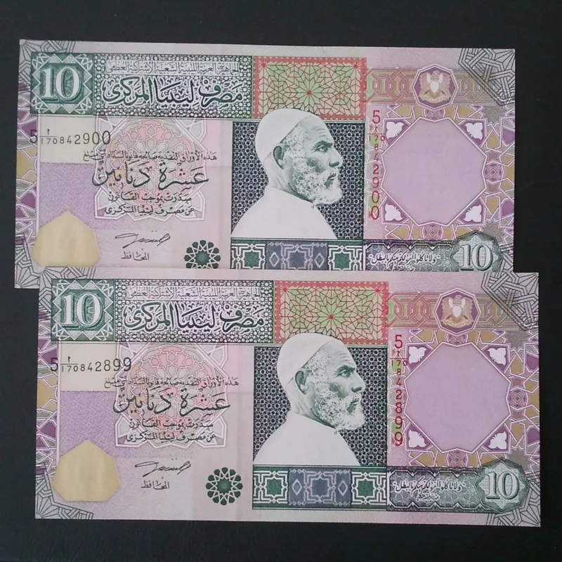 اسکناس تک 10 دینار لیبی 2002 یک برگ