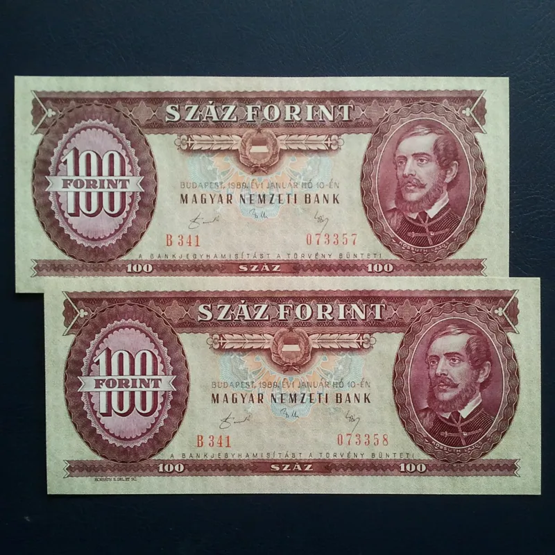 اسکناس جفت 100 فورینت مجارستان 1989