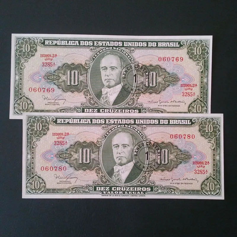 اسکناس جفت 10 کروزیرو برزیل 1967