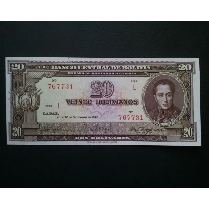 اسکناس تک 20 بولیوانا بولیوی 1945