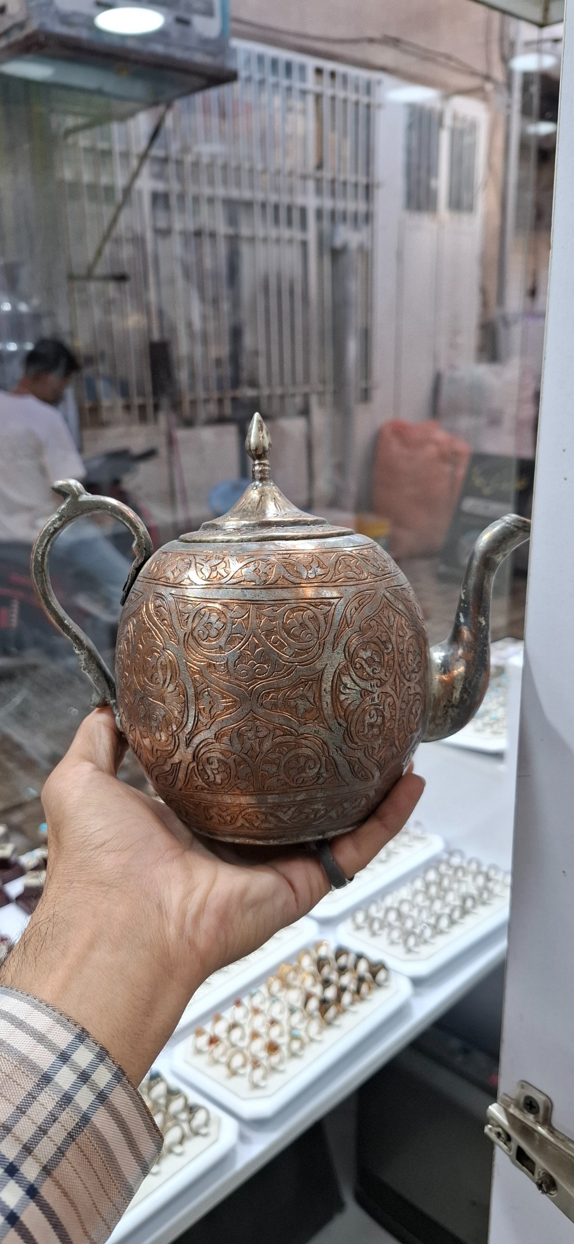قوری مسی تمام قلم قدیمی