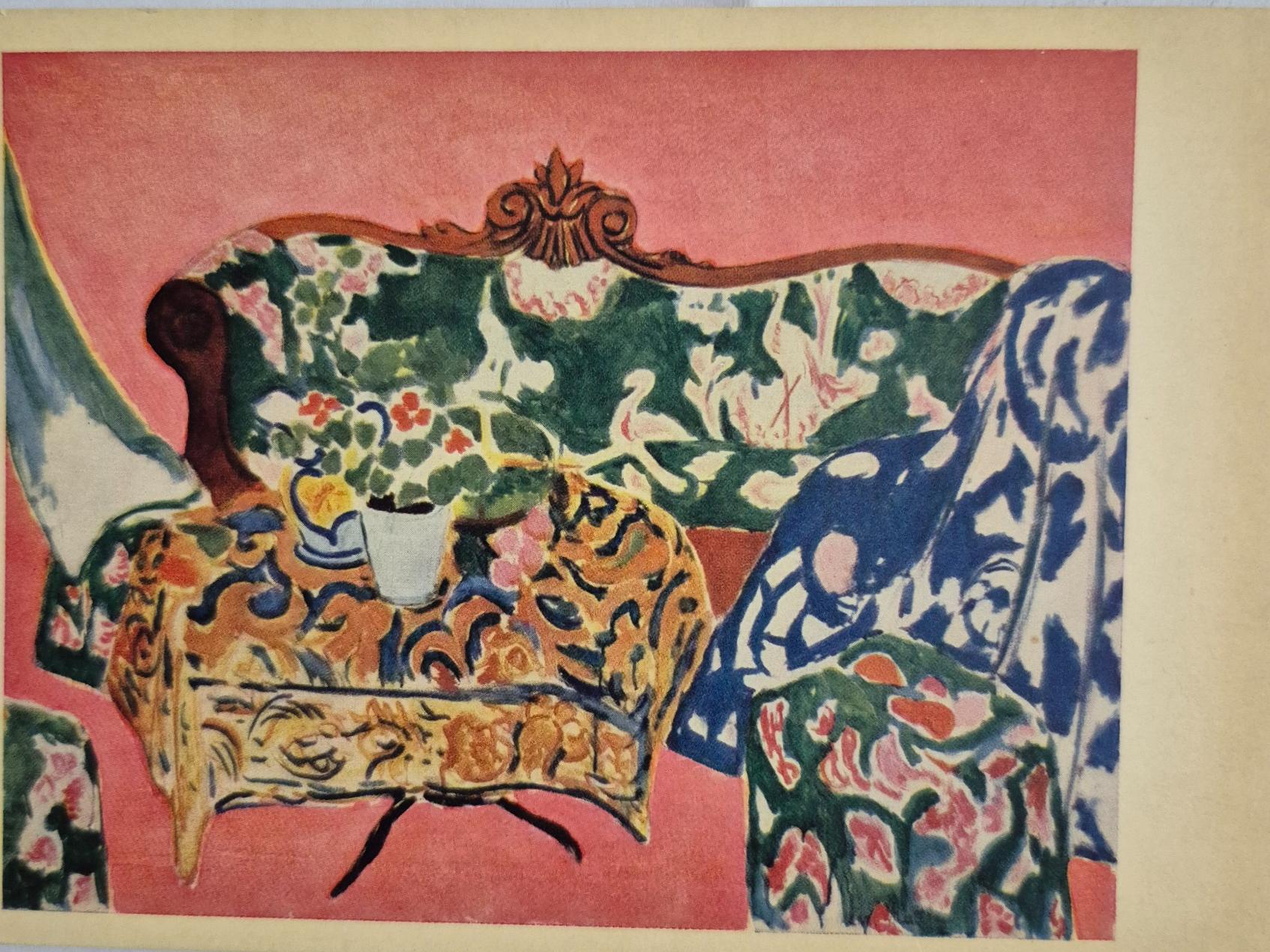 کارت پستال قدیمی رنگ روغن طبیعت بی جان اسپانیایی