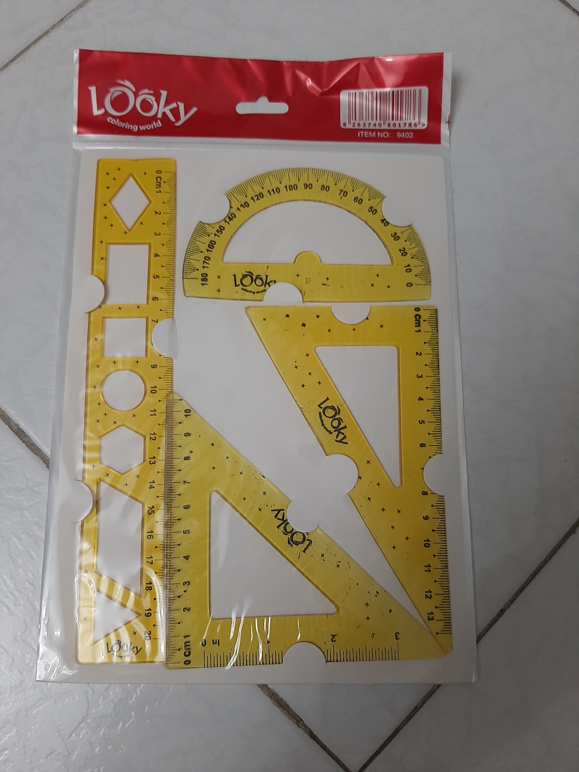 ست لوازم هندسی 4 تکه ژله ای زرد برند Looky