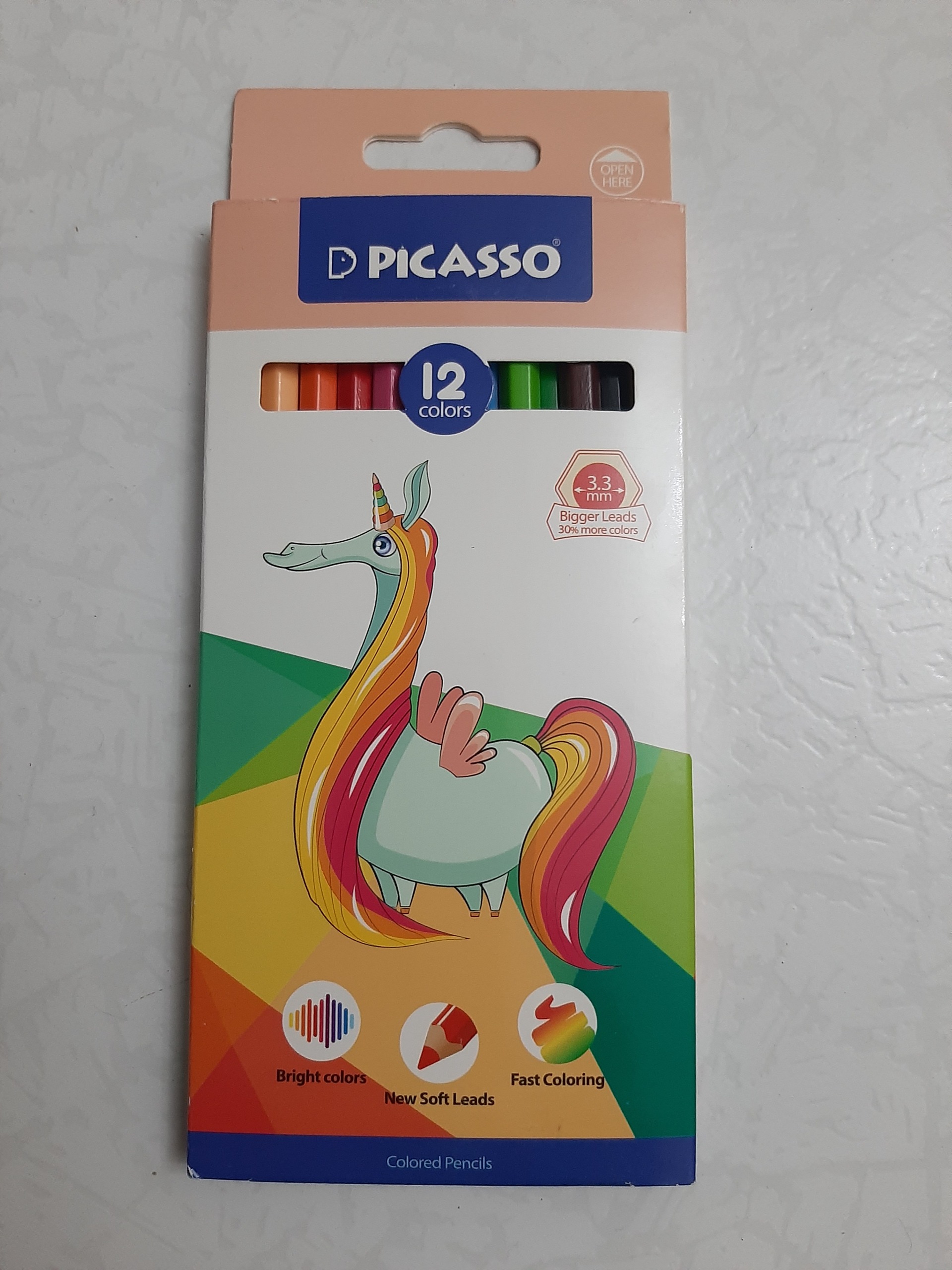 مداد رنگی 12 رنگ تخته ای برند پیکاسو طرح 1