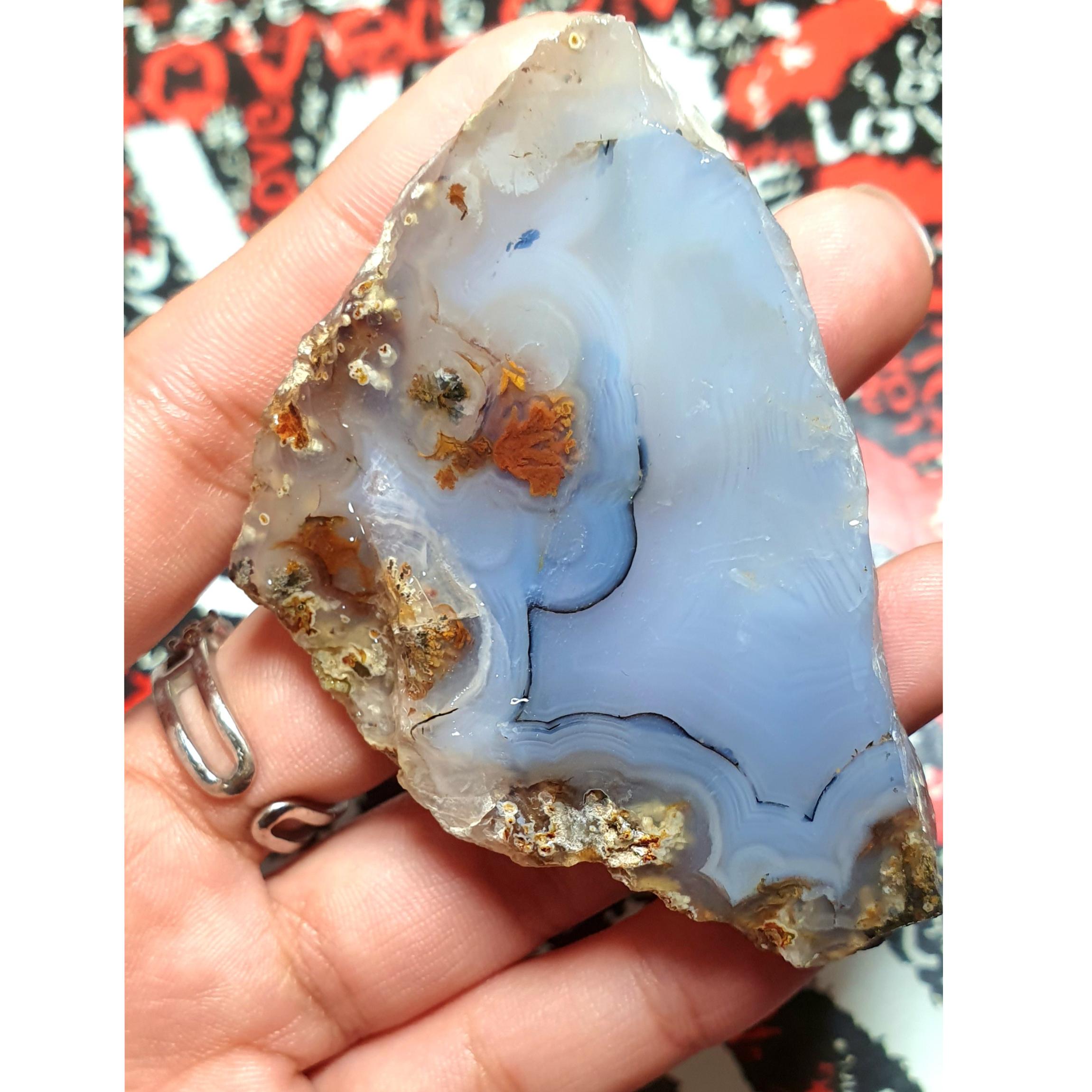 اسلایس عقیق آبی سلیمانی شجر دار نفیس و چشم نواز