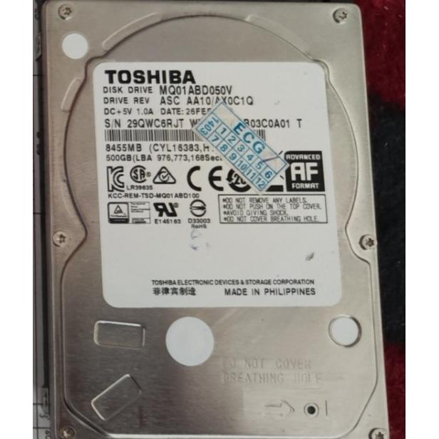 هارد لپ تاپی توشیبا 500 گیگ سلامت 100